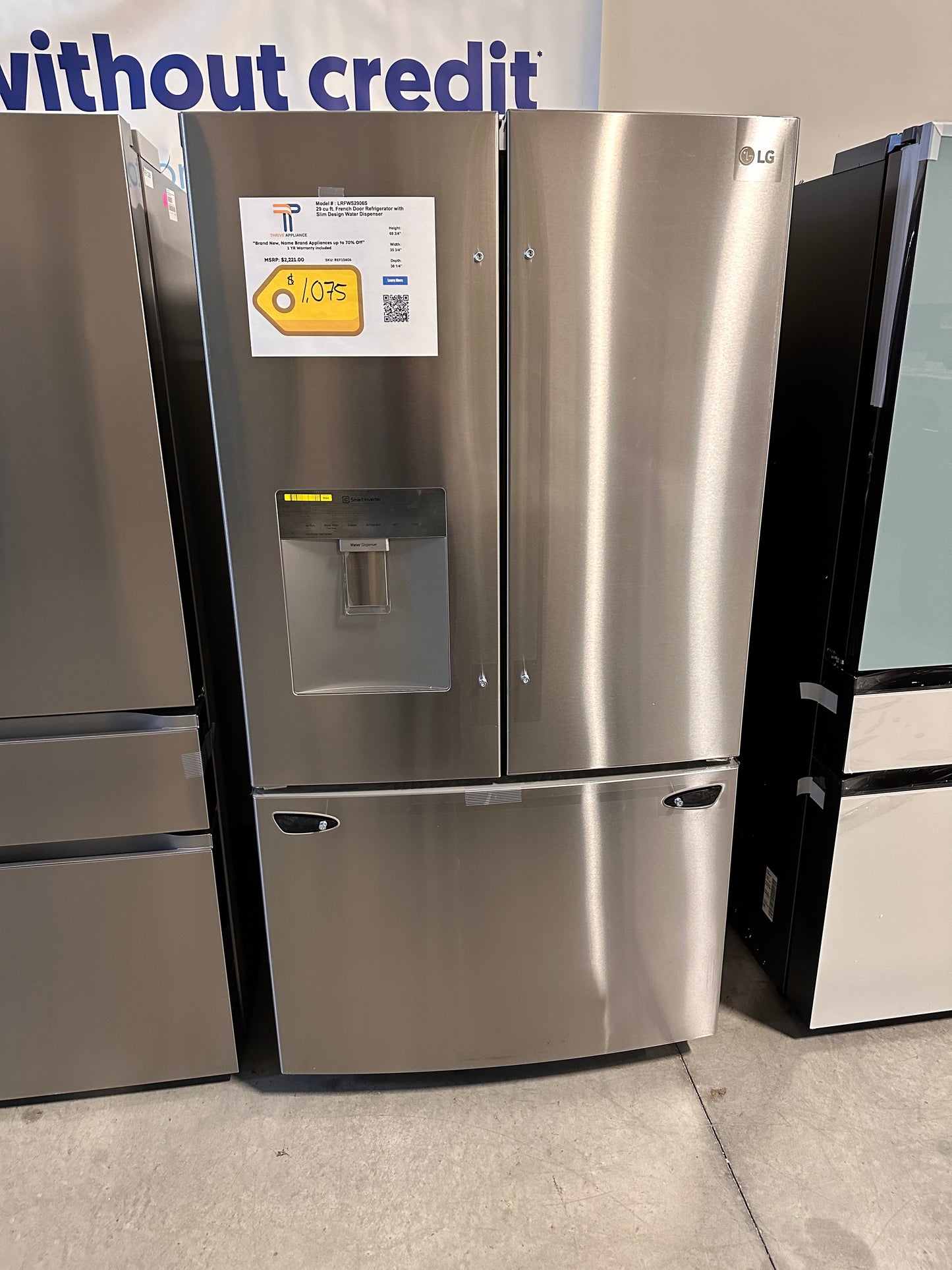 BRAND NEW LG FRENCH DOOR SMART REFRIGERATOR MODEL: LRFWS2906S REF13406