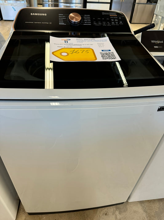 BRAND NEW SAMSUNG TOP LOAD WASHER WITH AUTO DISPENSE SYSTEM MODEL: WA55CG7500AE WAS10156R