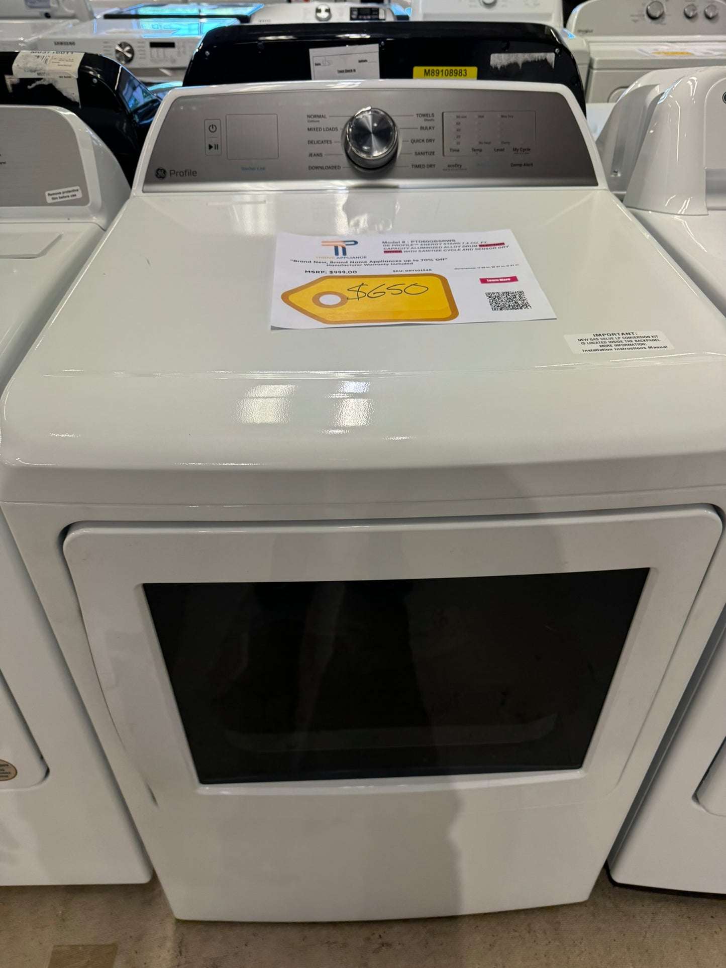 GREAT NEW GE PROFILE SMART GAS DRYER MODEL: PTD60GBSRWS DRY10154R