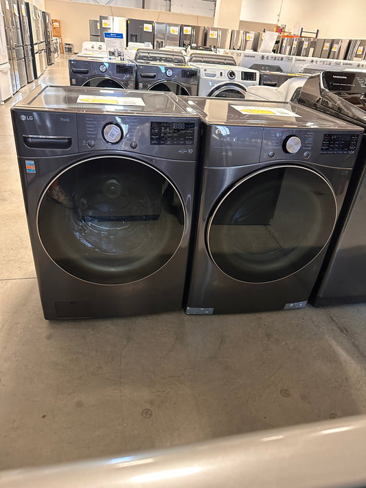 GORGEOUS STACKABLE BLACK STEEL FRONT LOAD WASHER GAS DRYER LAUNDRY SET WAS13425 DRY12721