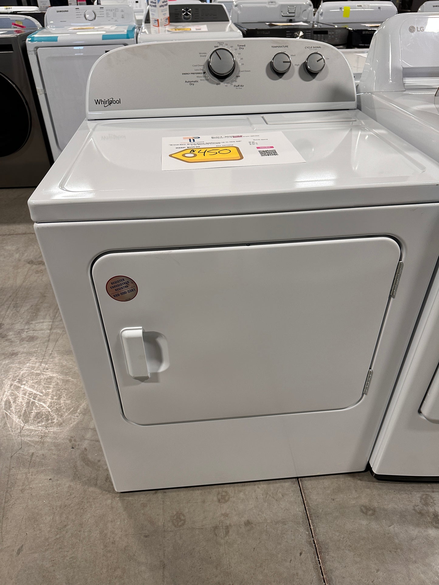 Whirlpool - 7.0 Cu. Ft. 14-Cycle Electric Dryer - White  MODEL: WED4815EW  DRY12718