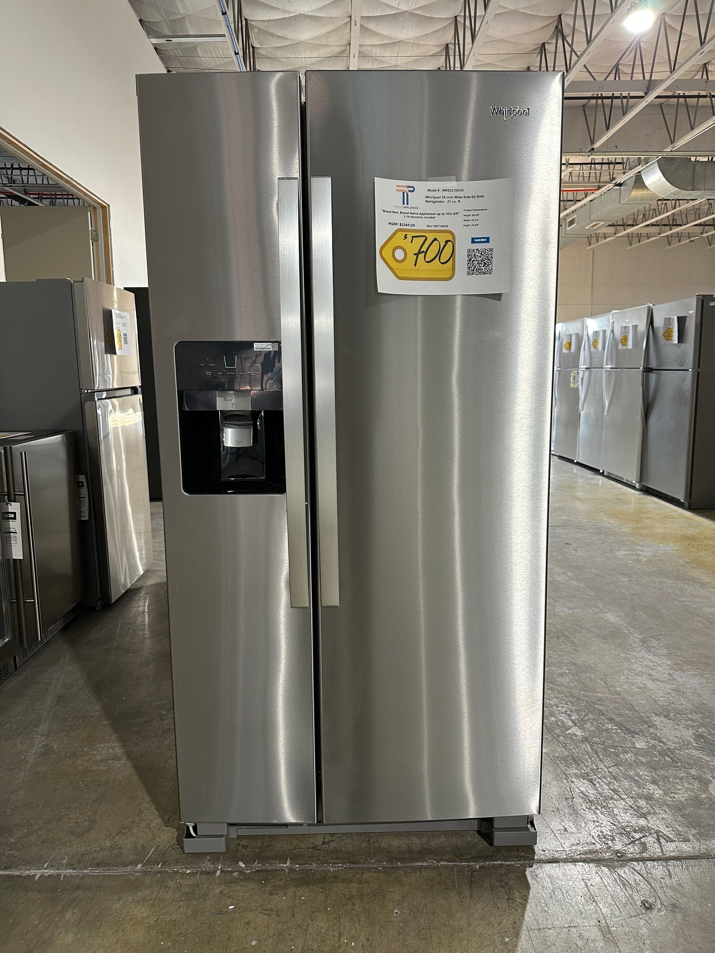 Whirlpool 36 Side-by-Side Refrigerator MODEL: WRS315SDHZ REF13842S