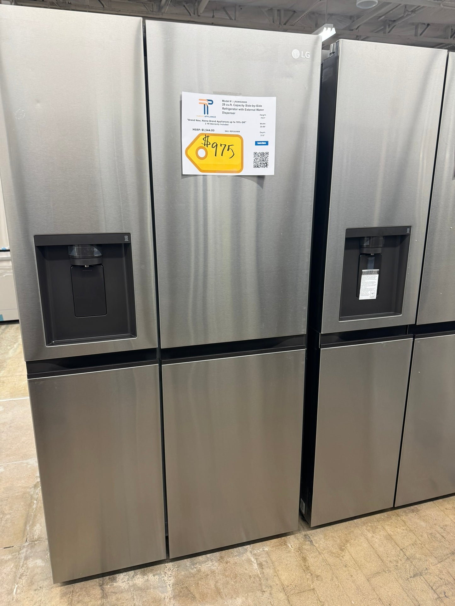 BEAUTIFUL BRAND NEW STAINLESS STEEL LG REFRIGERATOR MODEL: LRSWS2806S REF10190Rs