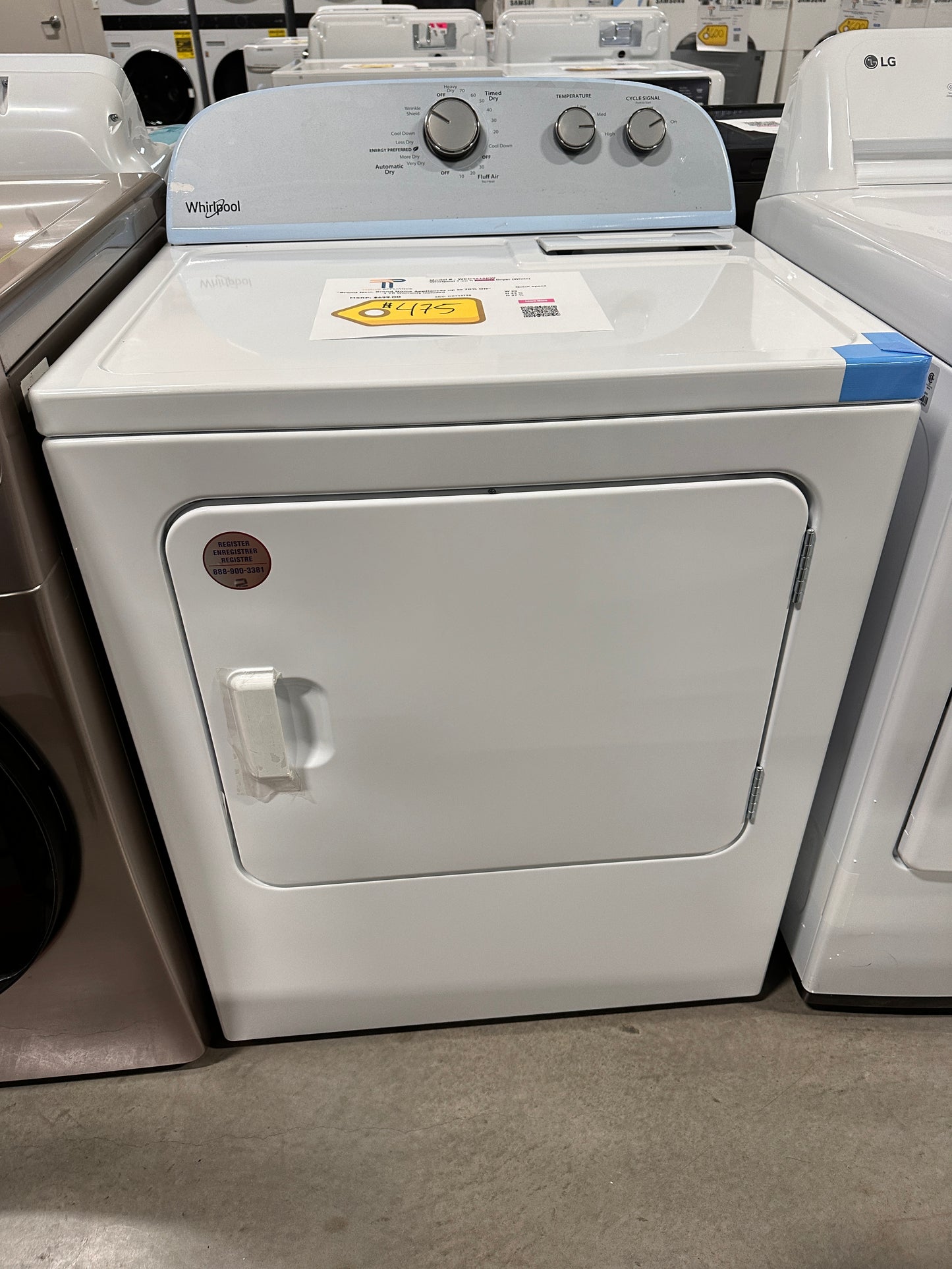 Whirlpool - 7.0 Cu. Ft. 14-Cycle Electric Dryer - White  MODEL: WED4815EW  DRY12738