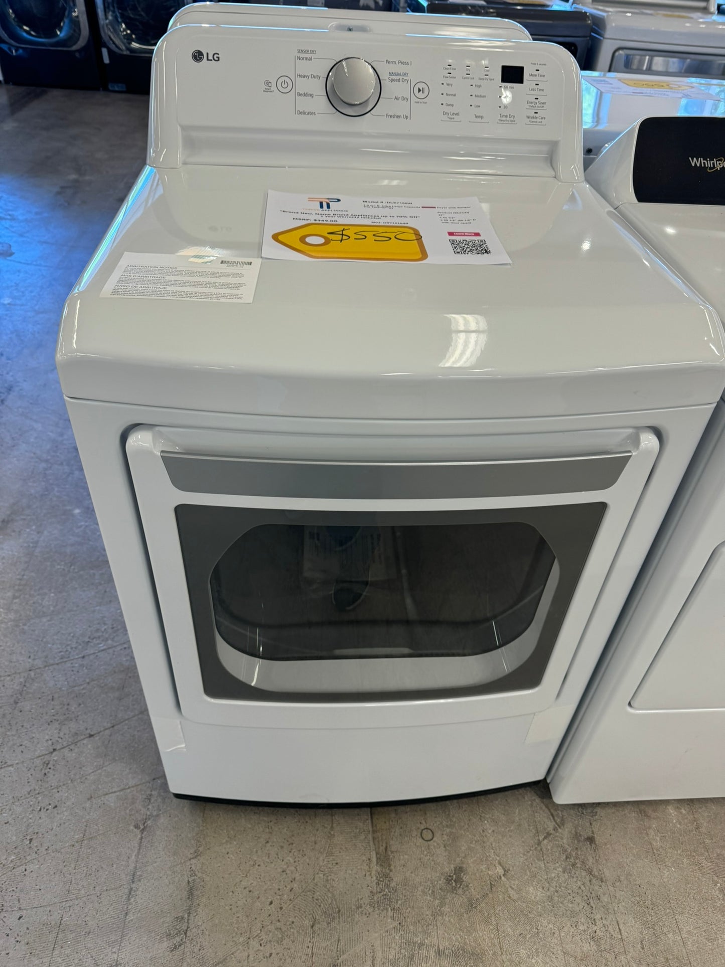 GREAT NEW LG ELECTRIC DRYER MODEL: DLE7150W DRY10164R