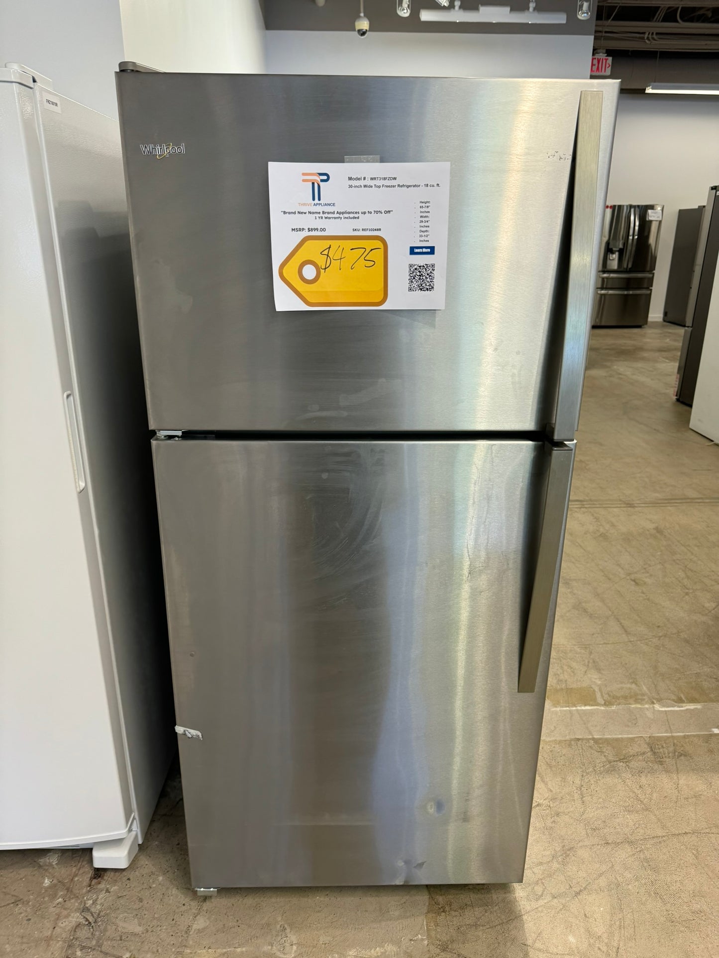 Whirlpool - 18.2 Cu. Ft. Top-Freezer Refrigerator MODEL: WRT318FZDW REF10248R