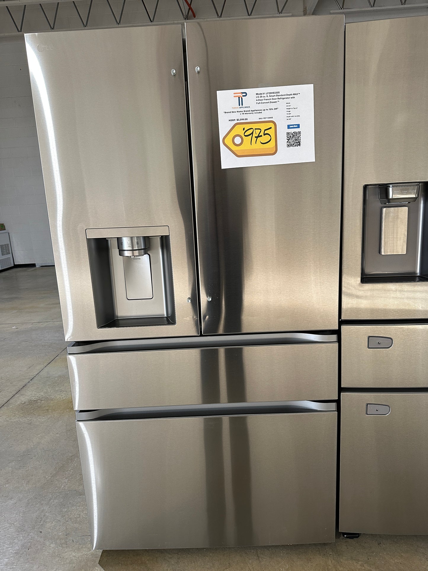 NEW LG FRENCH DOOR REFRIGERATOR with FULL-CONVERT DRAWER MODEL: LF29H8330S  REF13890S