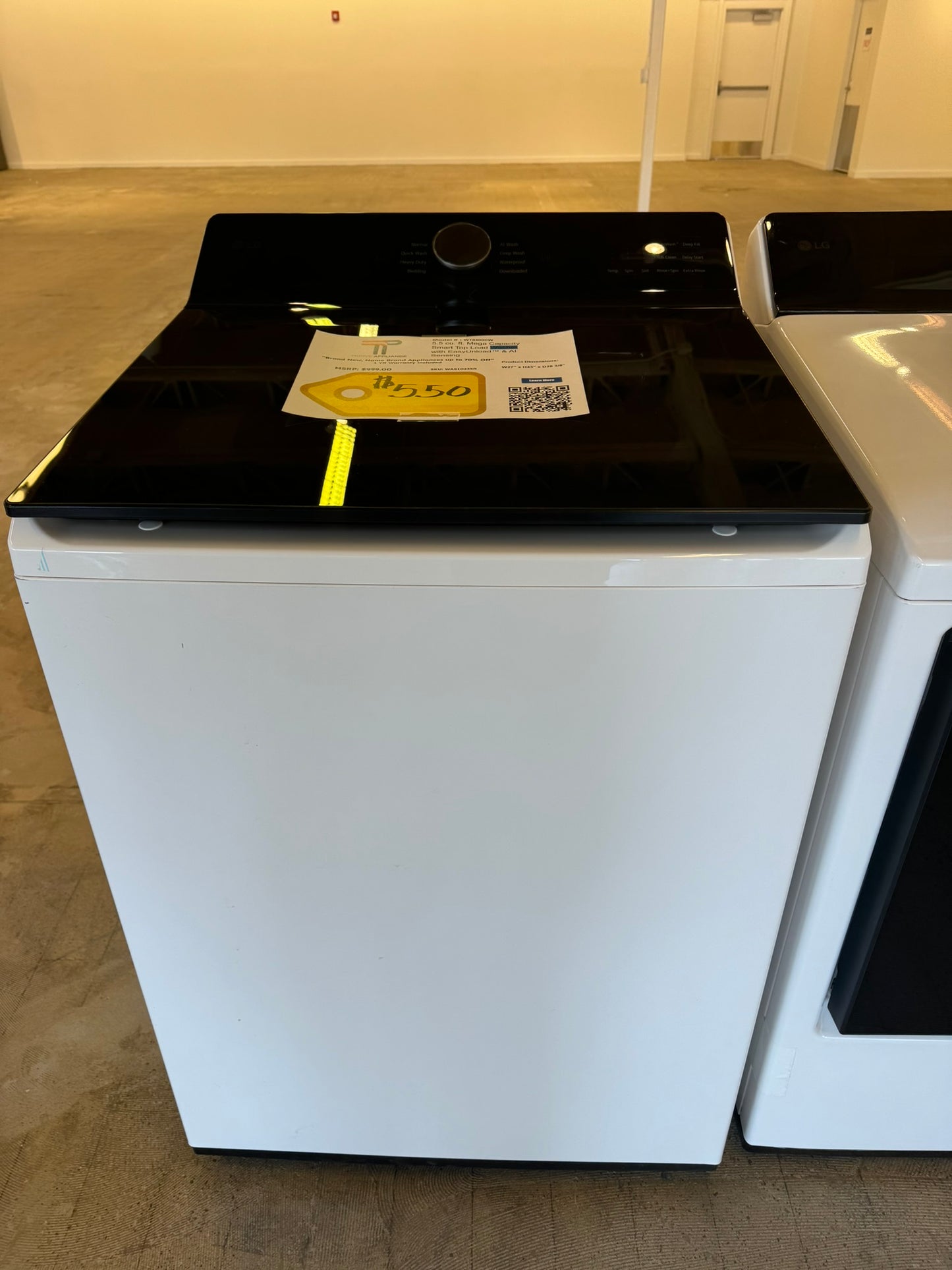 GREAT NEW TOP LOAD LG WASHER with IMPELLER MODEL: WT8400CW  WAS10235R