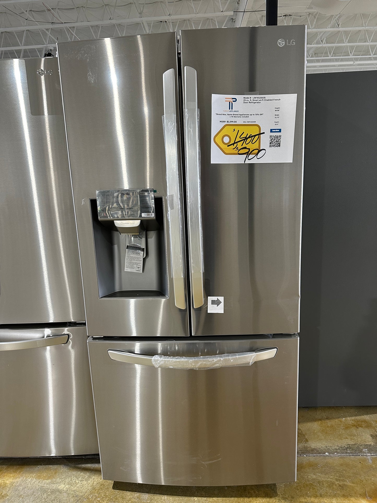DISCOUNTED Smart Refrigerator with External Tall Ice and Water - MODEL: LRFXS2503S  REF10230RS
