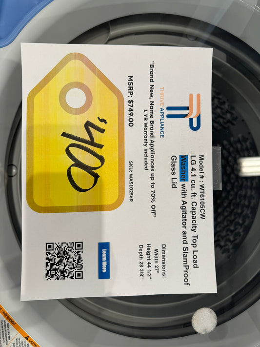BRAND NEW LG TOP LOAD WASHER MODEL: WT6105CW  WAS10256R