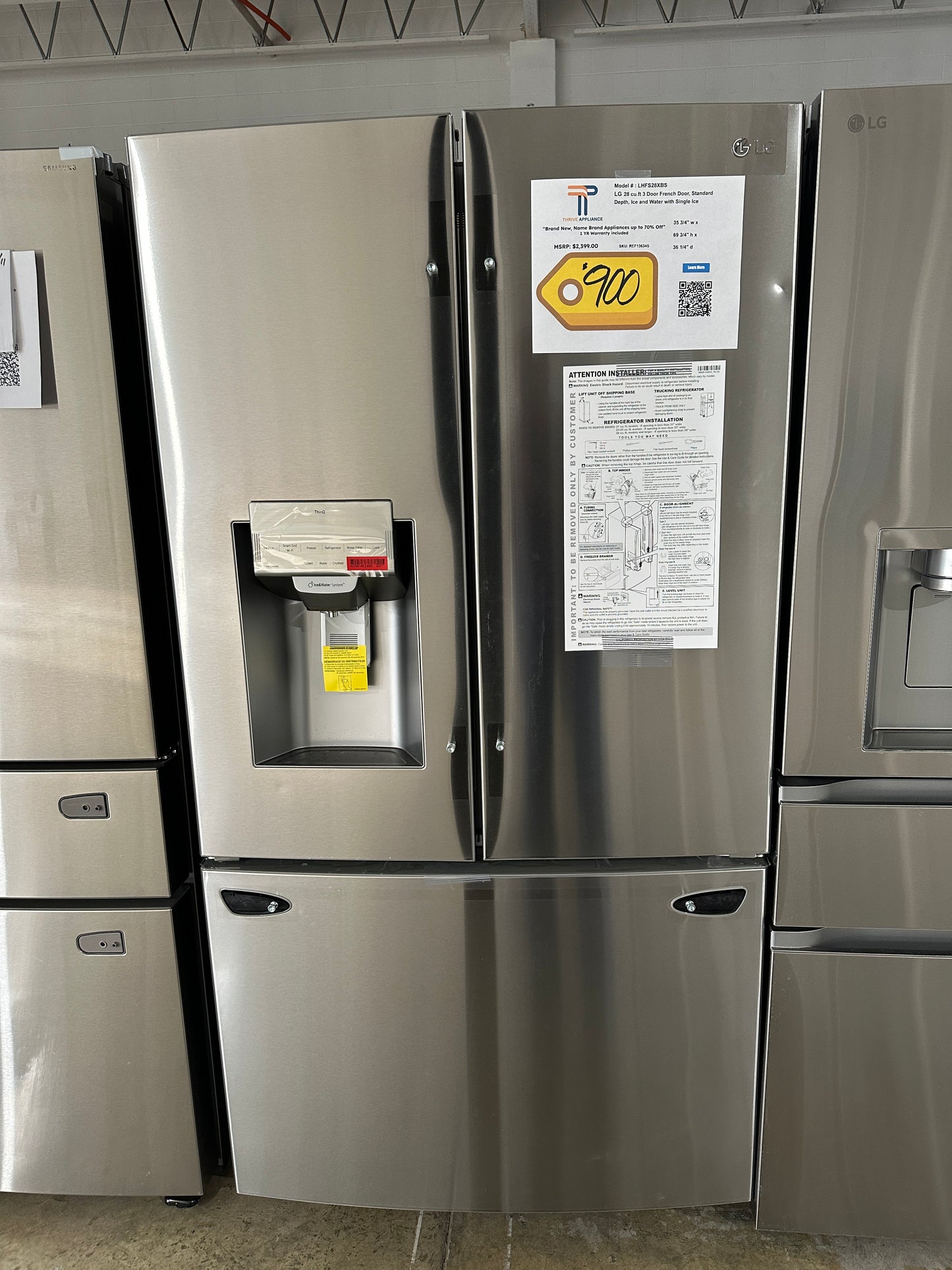 GORGEOUS NEW STAINLESS STEEL FRENCH DOOR REFRIGERATOR MODEL: LHFS28XBS REF13634S