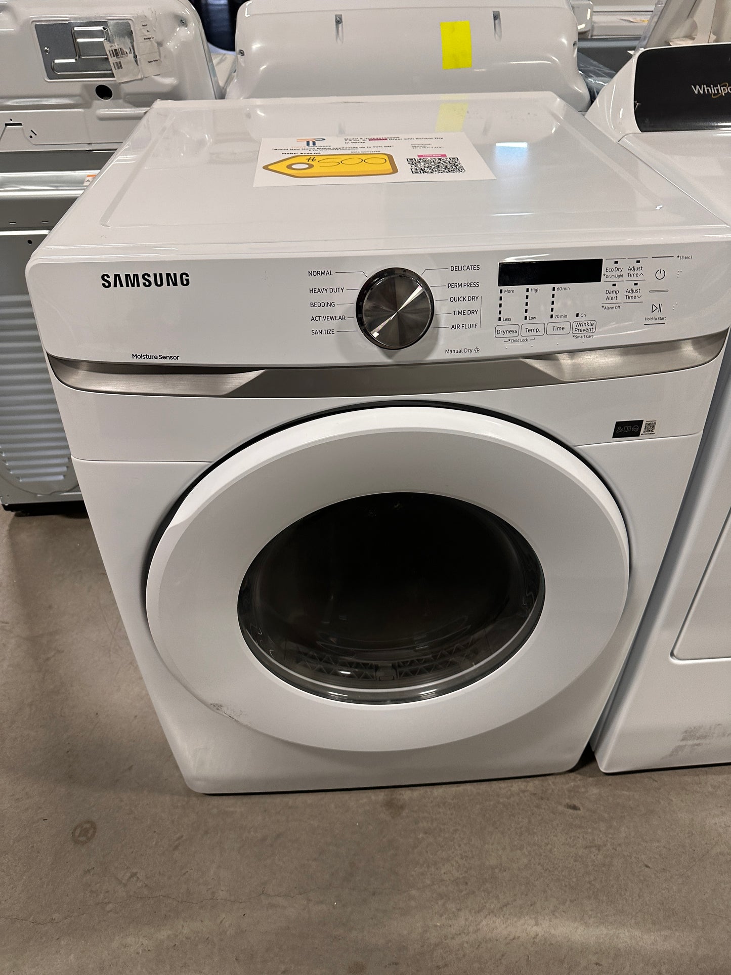 Samsung - 7.5 Cu. Ft. Stackable Electric Dryer with Sensor Dry - MODEL: DVE45T6000W DRY12780