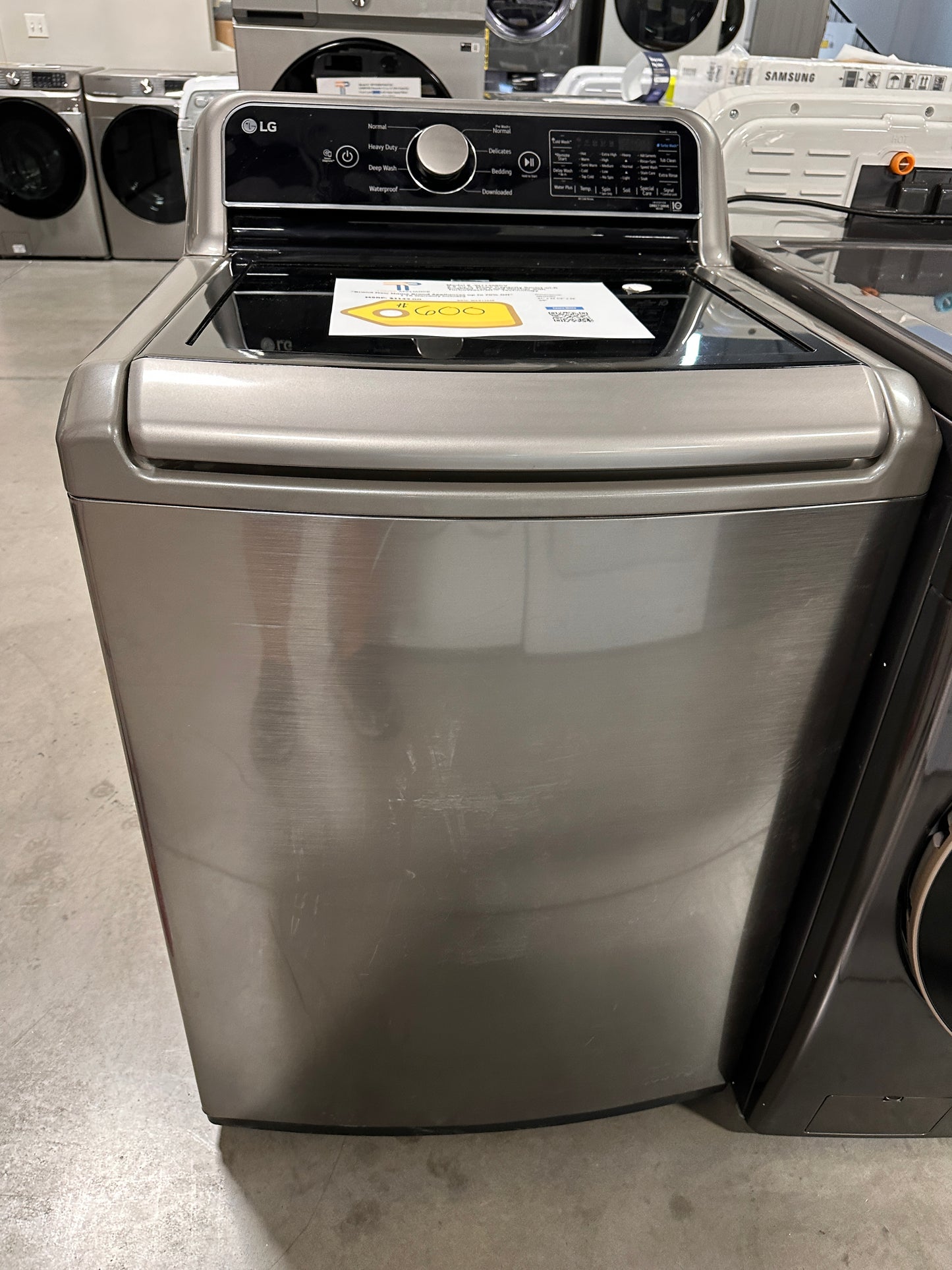 LG - 5.5 Cu. Ft. High Efficiency Smart Top Load Washer with TurboWash3D MODEL: WT7400CV WAS13549