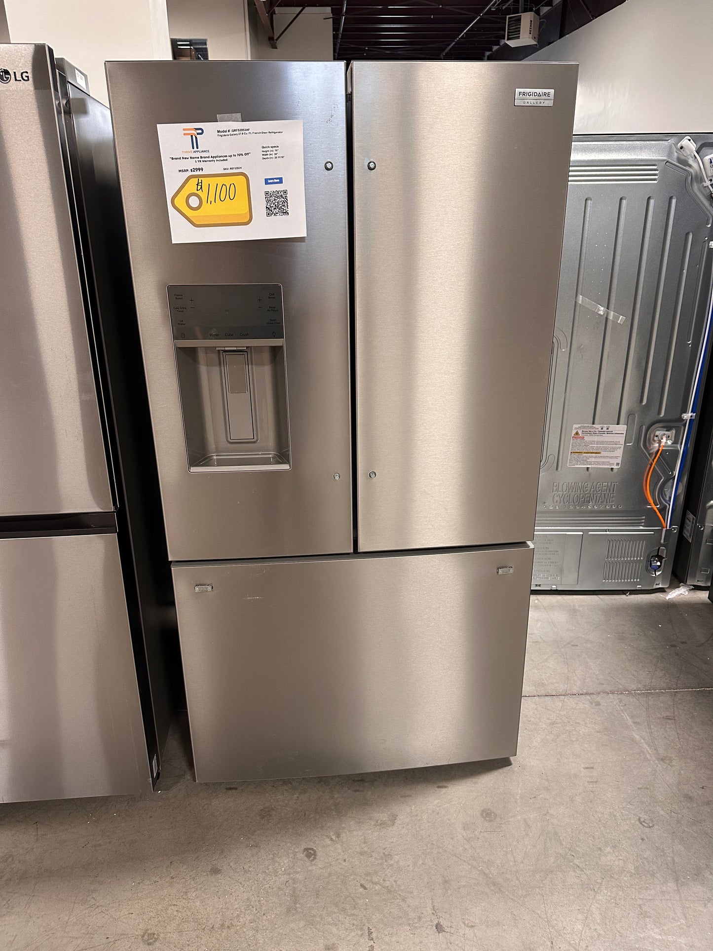 GREAT NEW FRIGIDAIRE GALLERY FRENCH DOOR REFRIGERATOR MODEL: GRFS2853AF REF13514