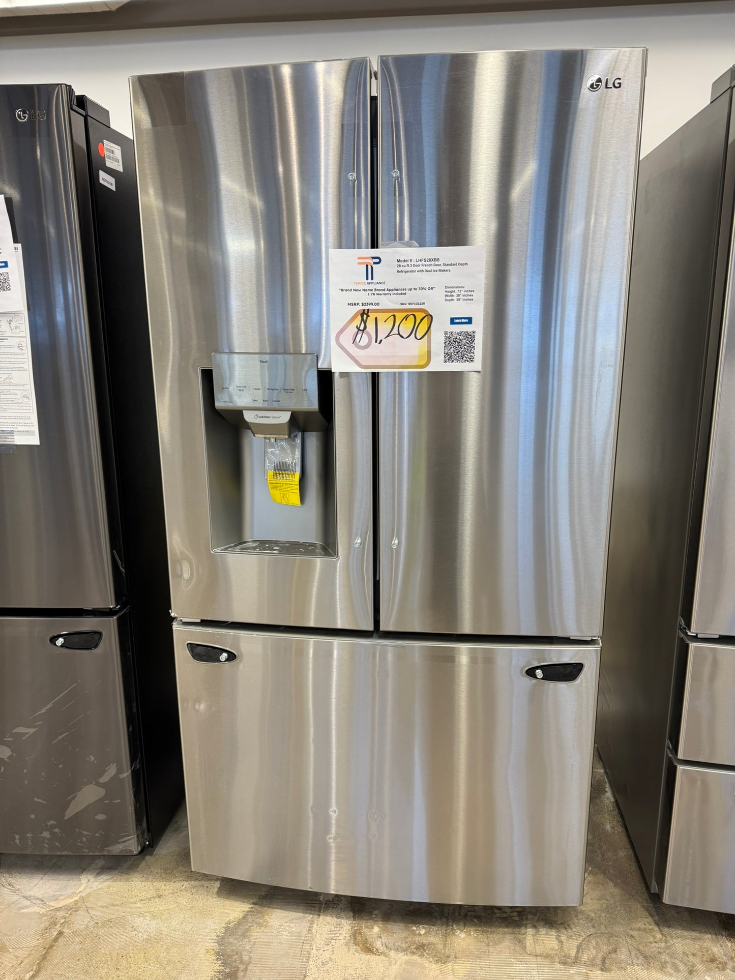 GREAT NEW LG STANDARD DEPTH FRENCH DOOR REFRIGERATOR MODEL: LHFS28XBS  REF10323R