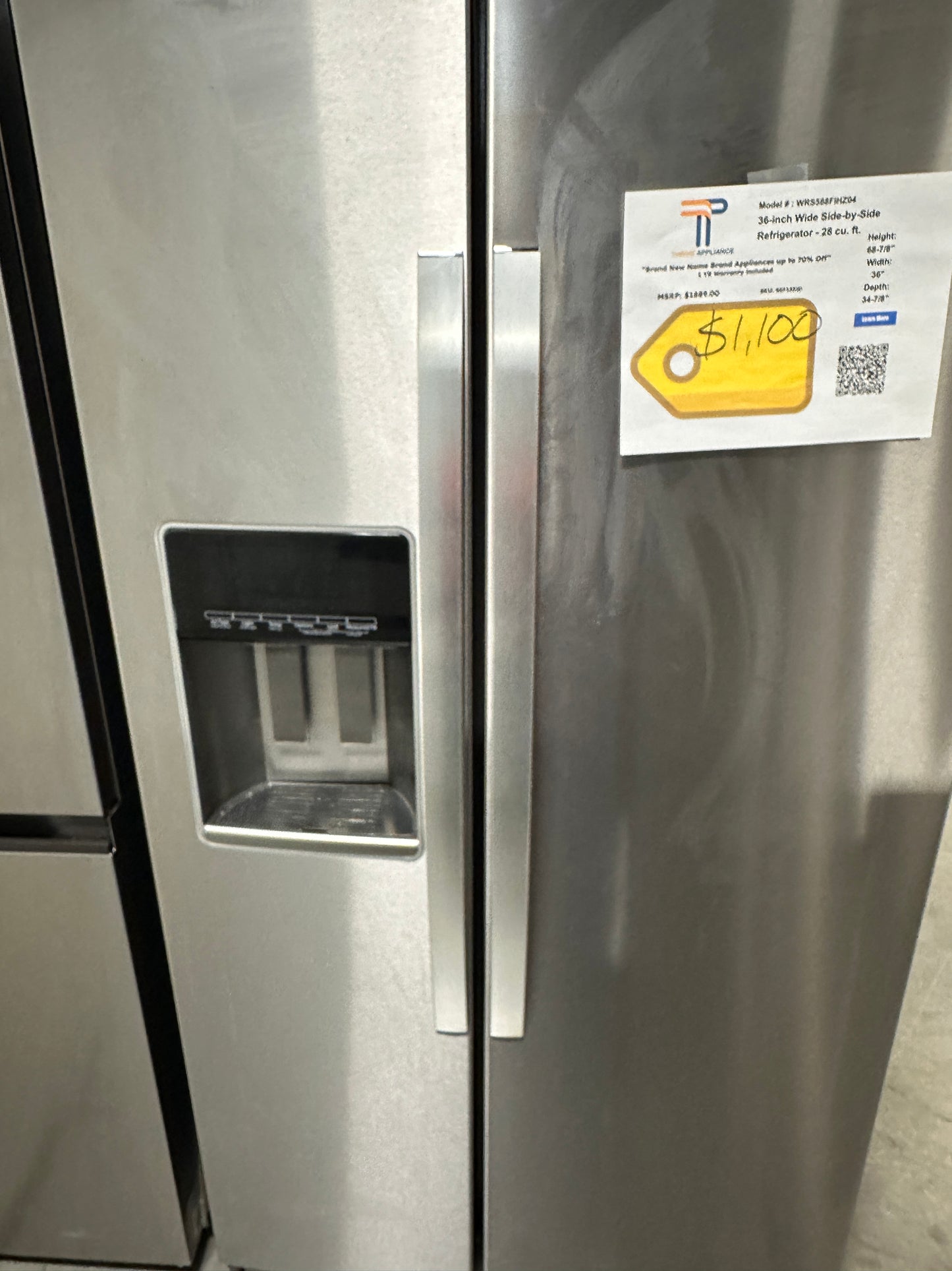 DISCOUNTED BRAND NEW WHIRLPOOL SIDE BY SIDE REFRIGERATOR MODEL: WRS588FIHZ REF13520