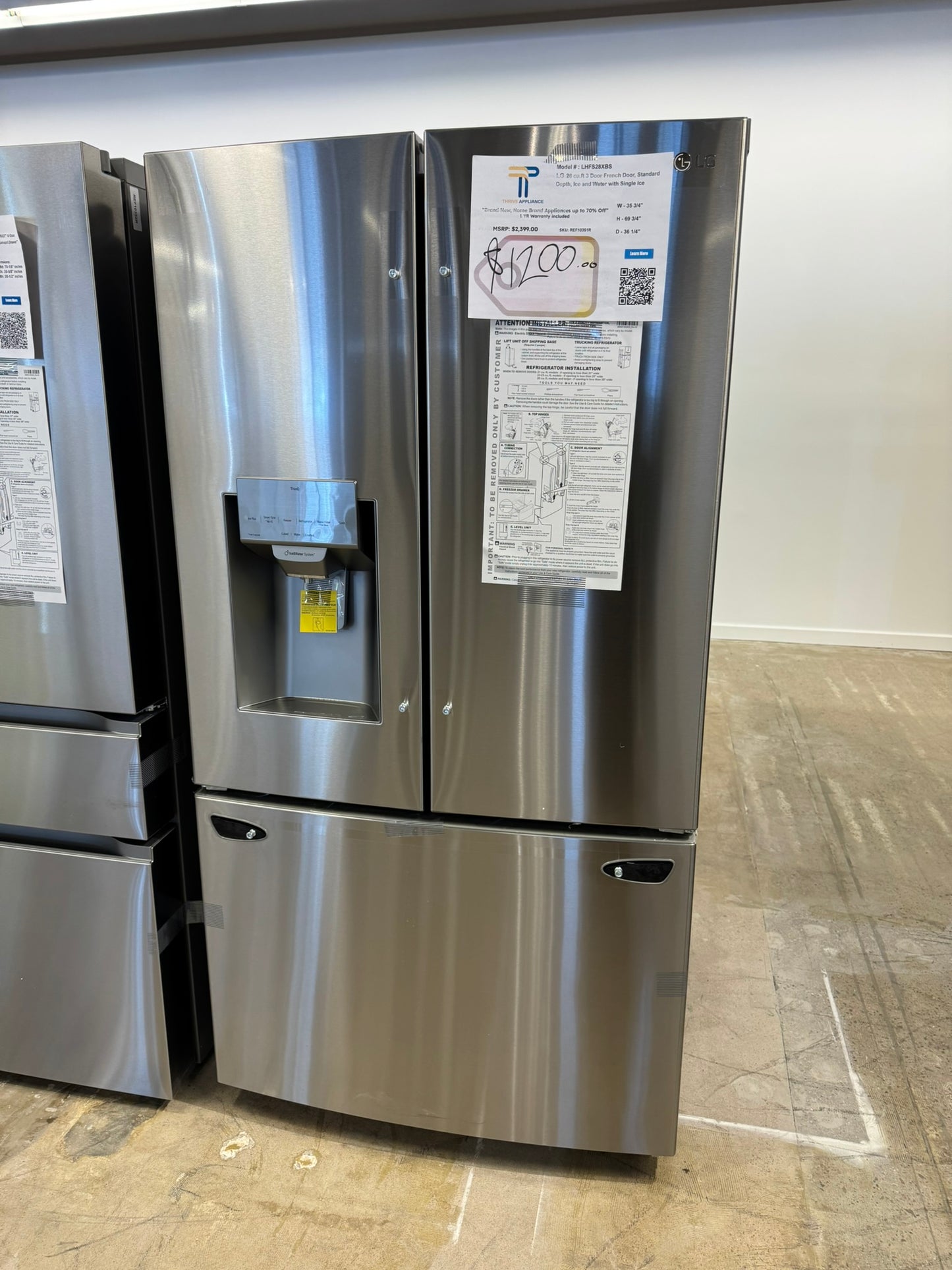 BRAND NEW LG FRENCH DOOR STANDARD DEPTH REFRIGERATOR MODEL: LHFS28XBS  REF10351R