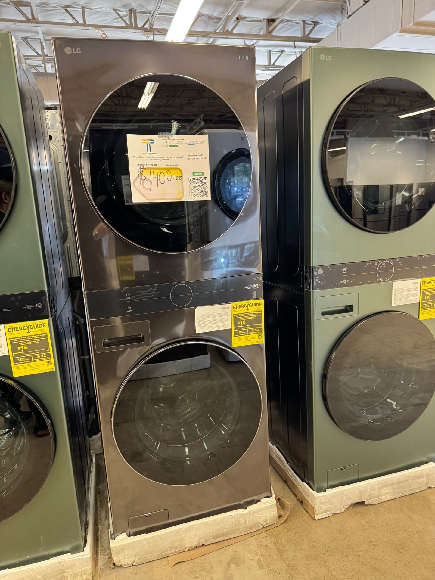 LG STACKED LAUNDRY SET CENTER CONTROL WASHTOWER MODEL: WKGX201HGA  WAS10285R