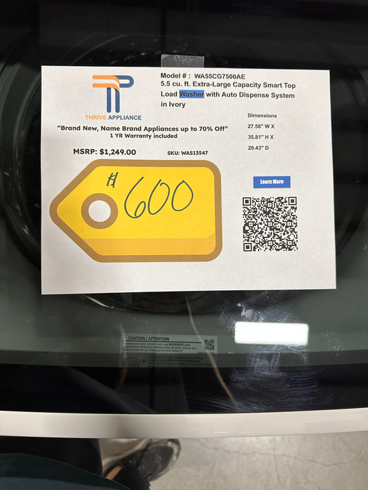 GREAT NEW SAMSUNG SMART TOP LOAD WASHER with AUTO DISPENSE MODEL: WA55CG7500AE WAS13547