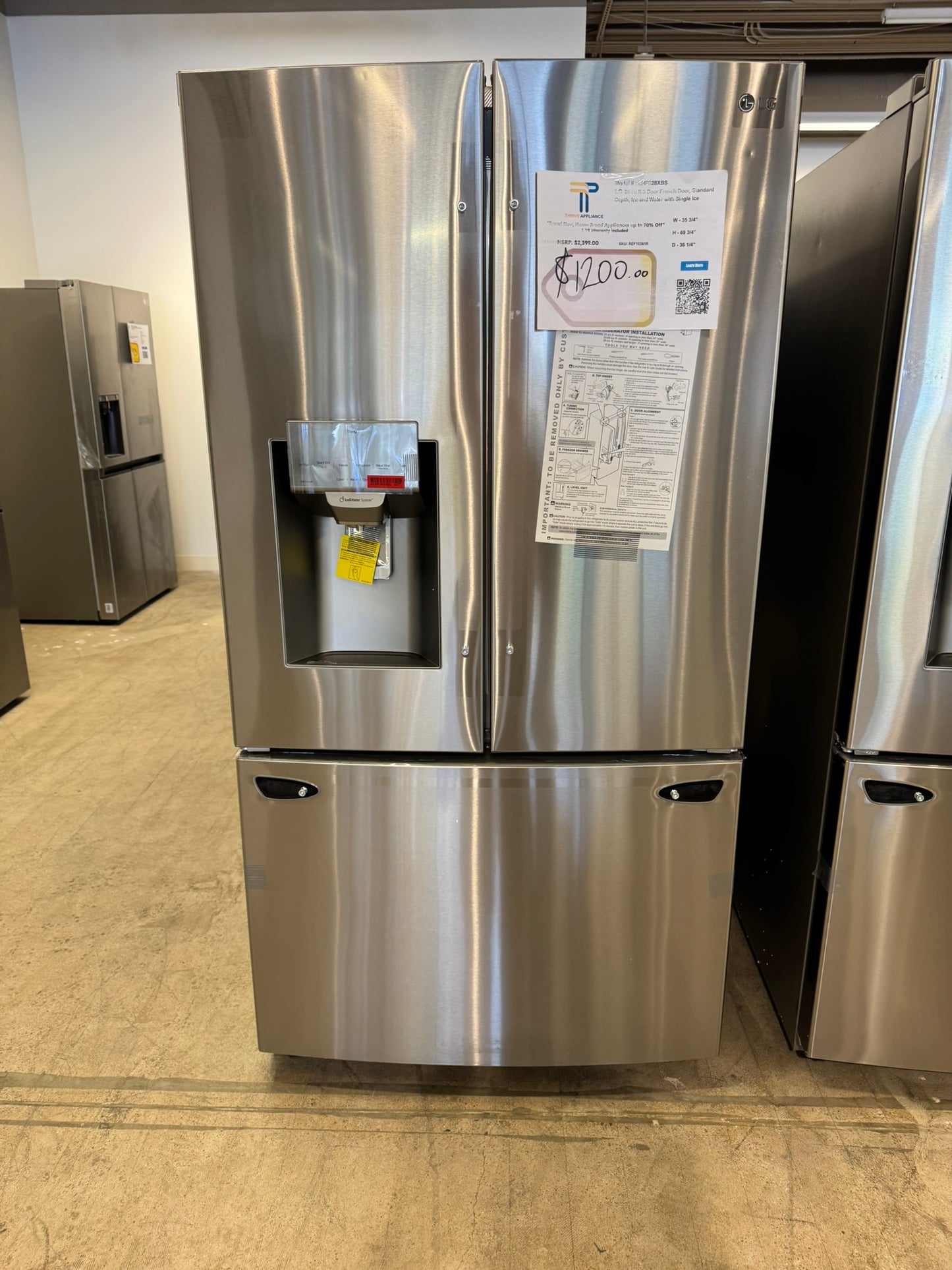 BRAND NEW LG REFRIGERATOR - STANDARD DEPTH - MODEL: LHFS28XBS  REF10361R