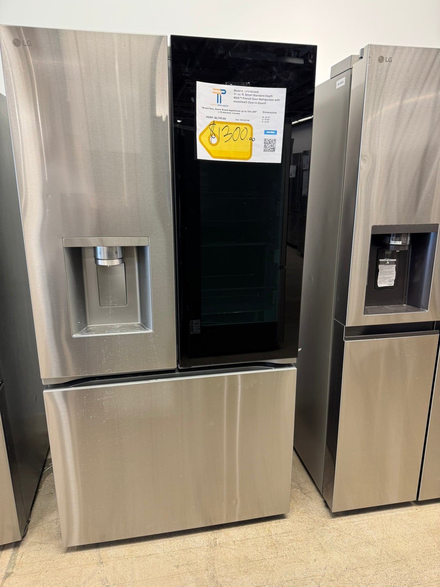 BRAND NEW LG SMART STANDARD DEPTH MAX REFRIGERATOR MODEL: LF31S6360S  REF10376R