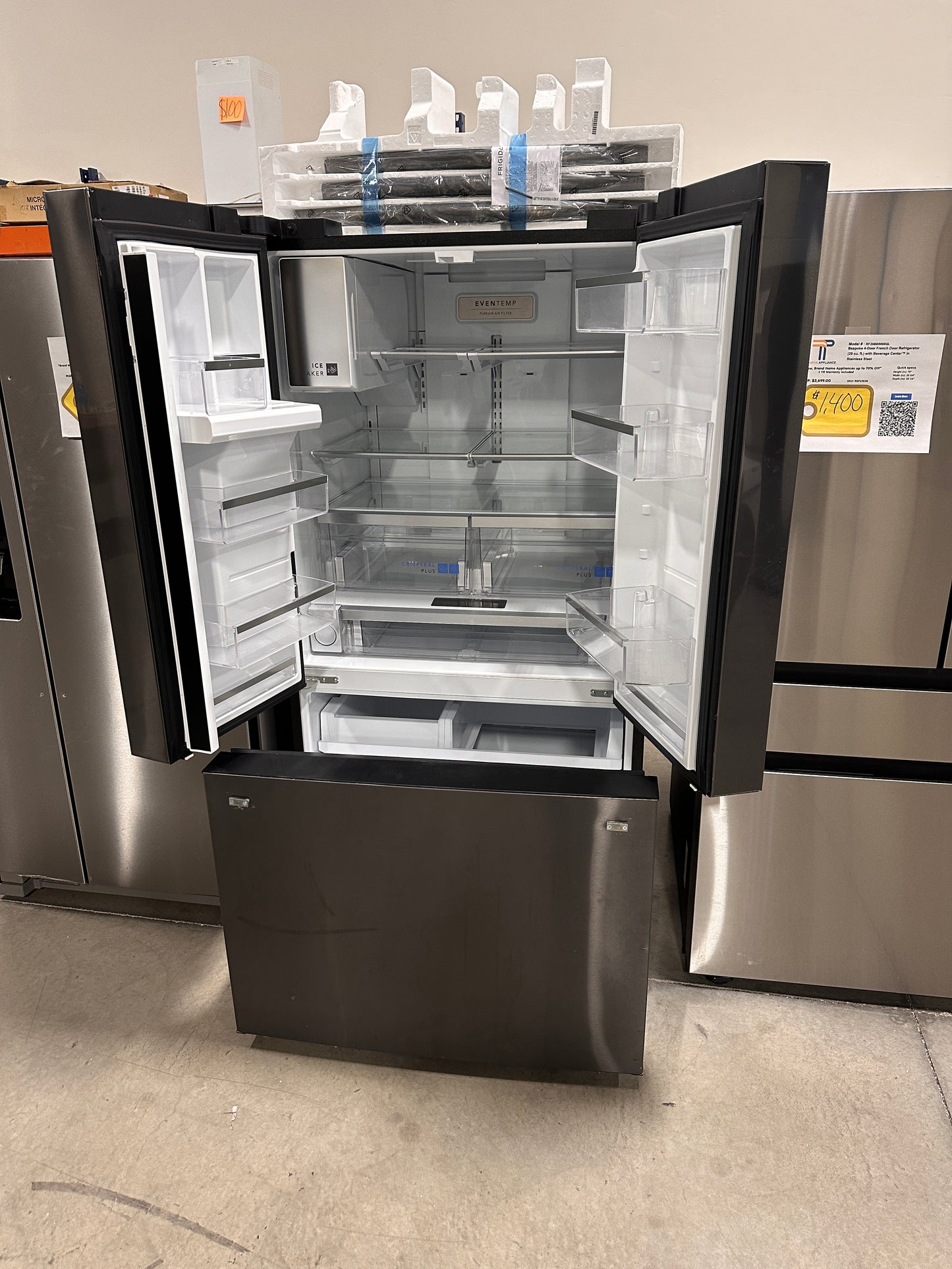 GENTLY USED FRIGIDAIRE BLACK STAINLESS STEEL REFRIGERATOR MODEL: GRFS2853AD REF13545