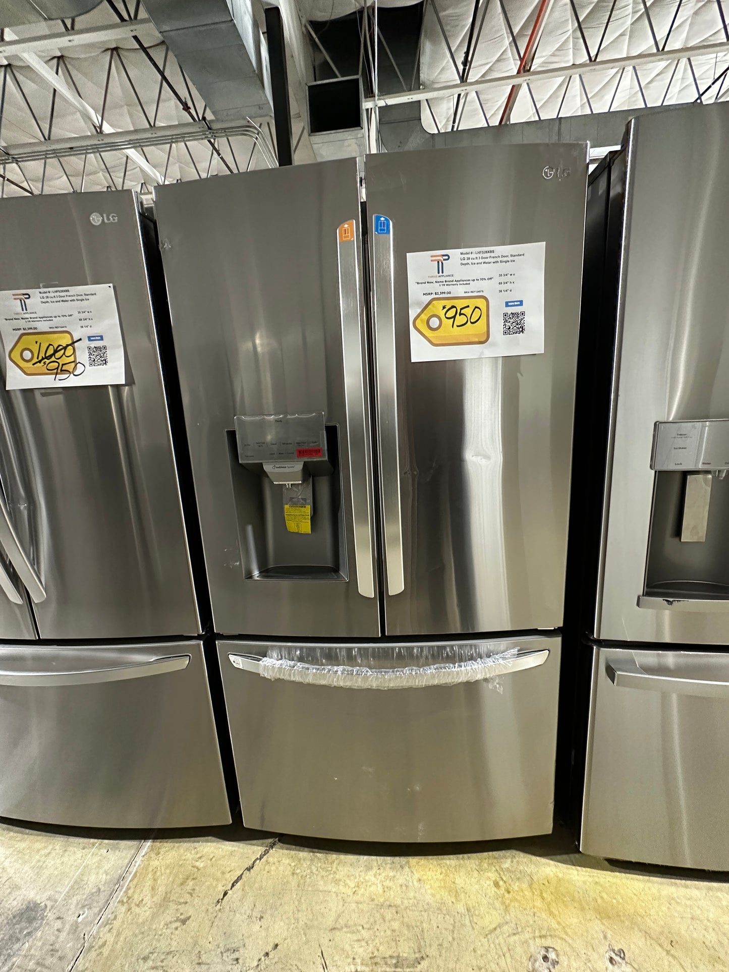 BRAND NEW LG 17.7 CU FT SMART FRENCH DOOR REFRIGERATOR MODEL: LHFS28XBS REF12457S