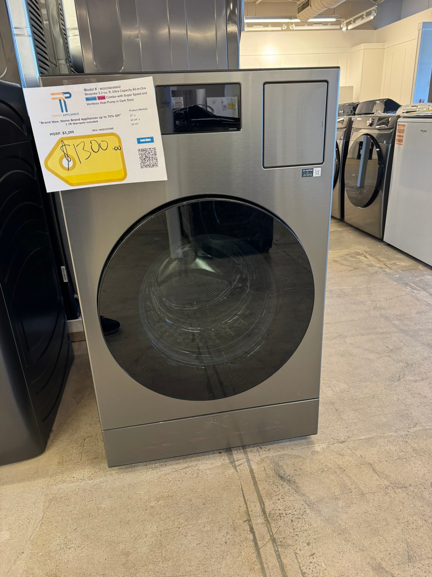Samsung Bespoke Dark Steel Front Load All-in-One Washer/Dryer Combo  MODEL: WD53DBA900HZ  WAS10308R