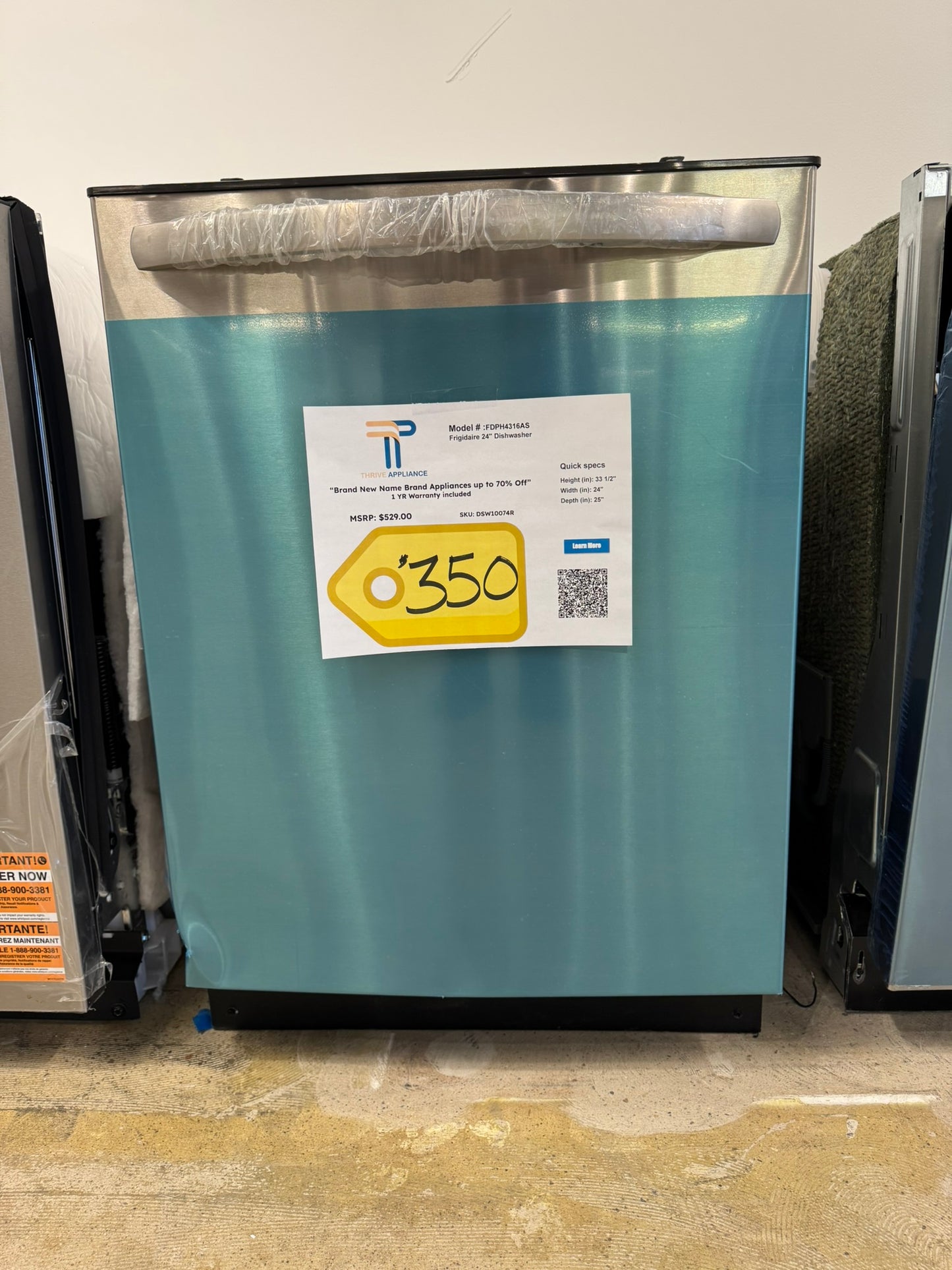 GREAT NEW TOP CONTROL FRIGIDAIRE TALL TUB DISHWASHER MODEL: FDPH4316AS  DSW10074R