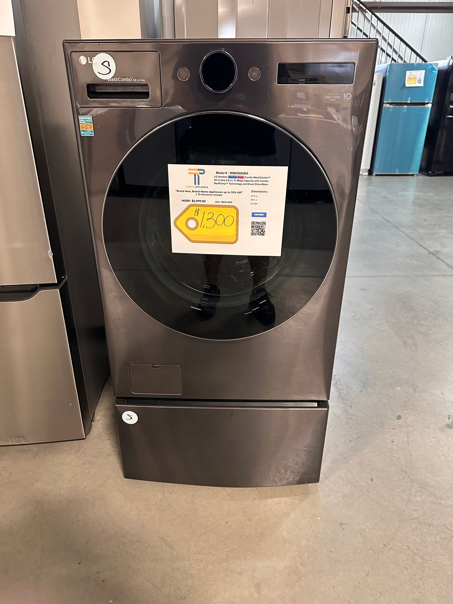 GORGEOUS NEW MEGA CAPACITY ALL IN ONE WASHER/DRYER MODEL:WM6998HBA WAS13609