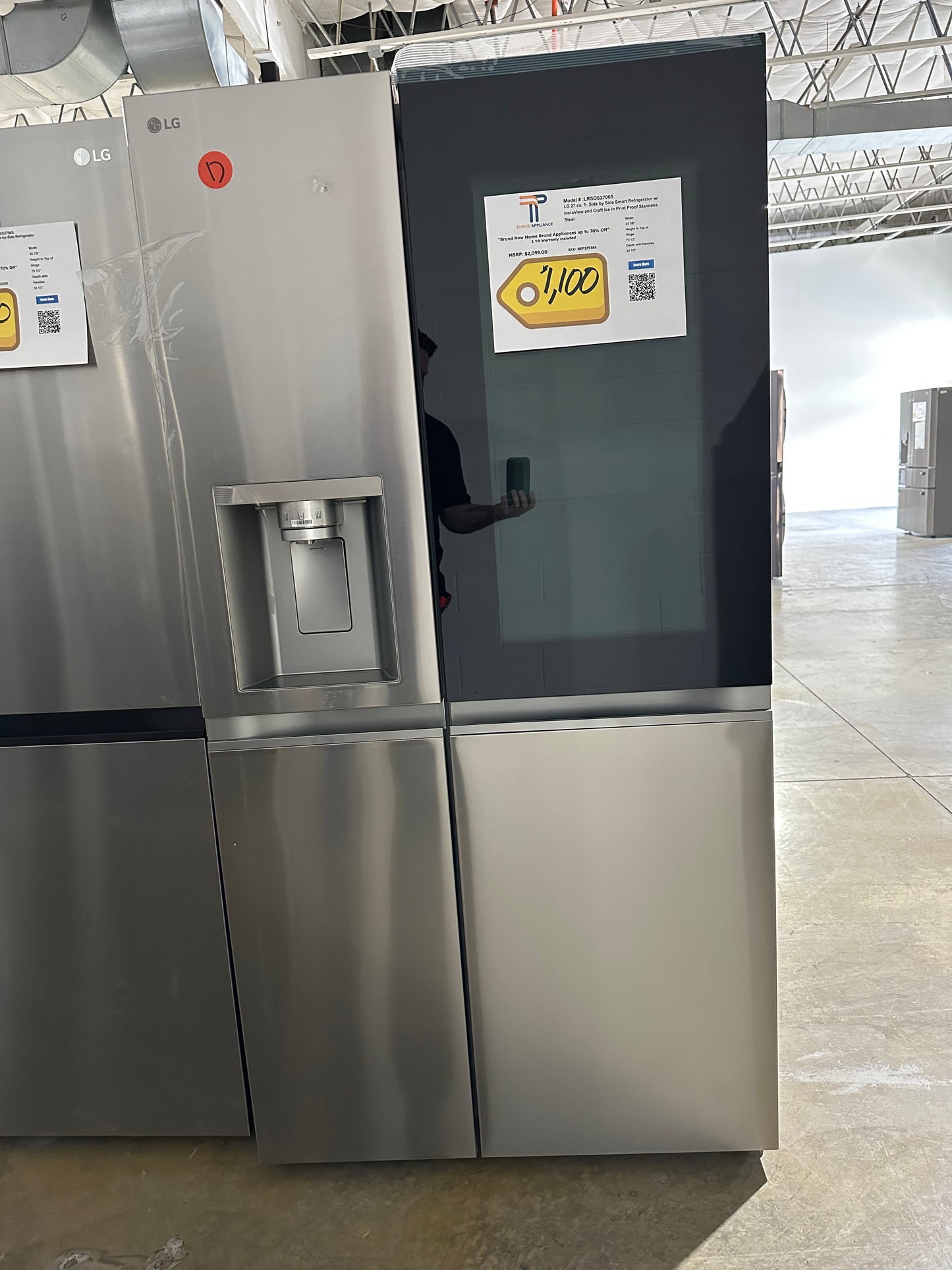 NEW! LG 27 Cu. ft. Side-by-Side InstaView Refrigerator  MODEL: LRSOS2706S  REF13938S