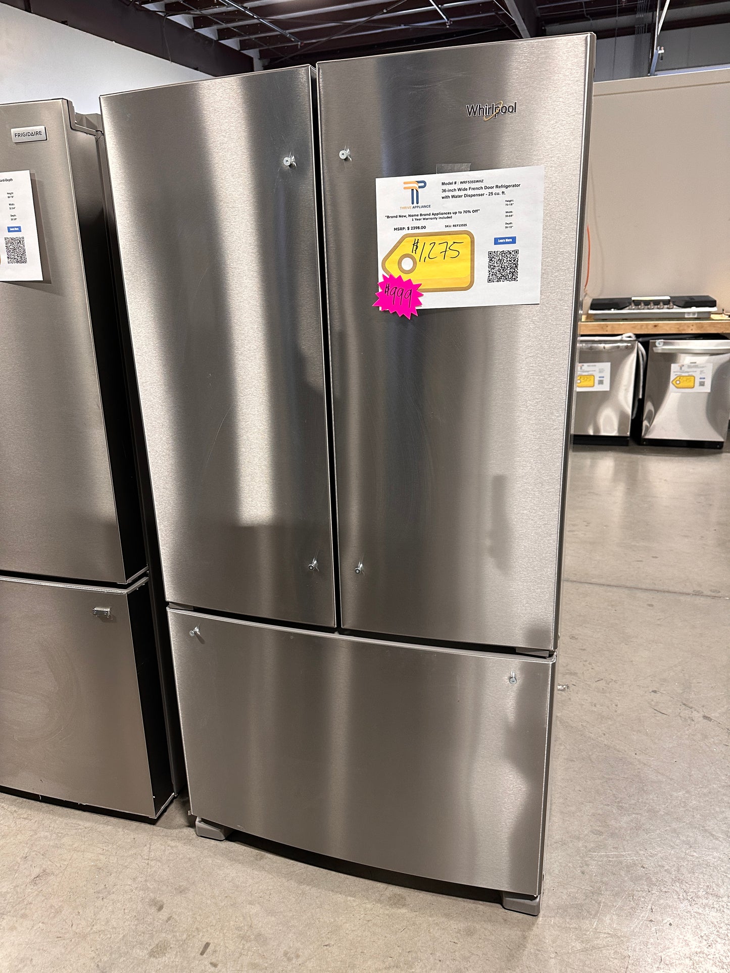 Whirlpool - 25.2 Cu. Ft. French Door Refrigerator with Internal Water Dispenser Model: WRF535SWHZ REF13325