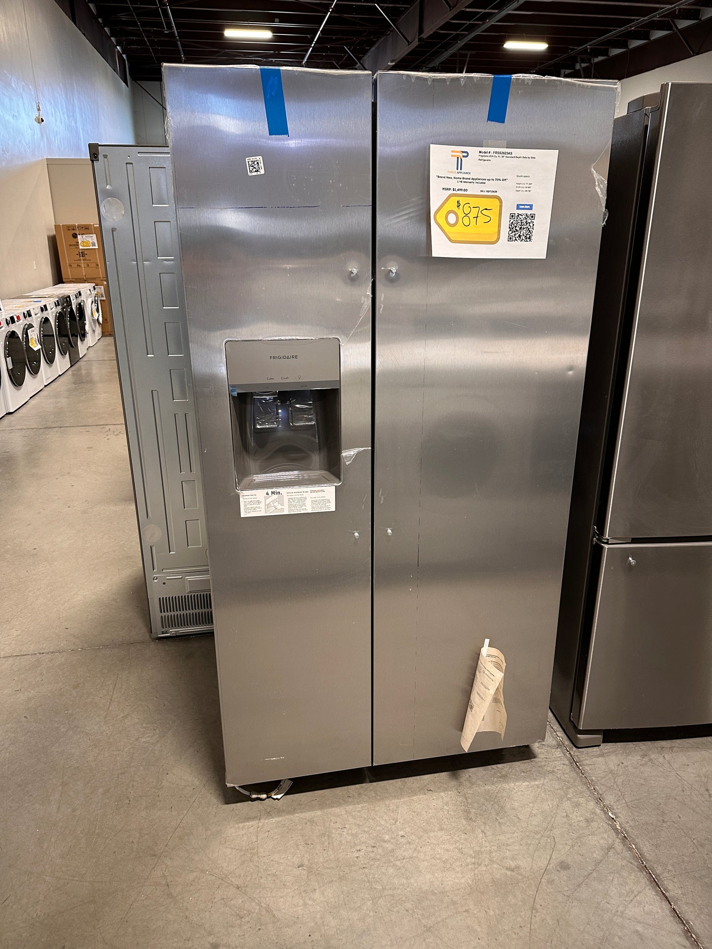 New Frigidaire - 25.6 Cu. Ft. Side-by-Side Refrigerator - Silver Model: FRSS2623AS REF13638