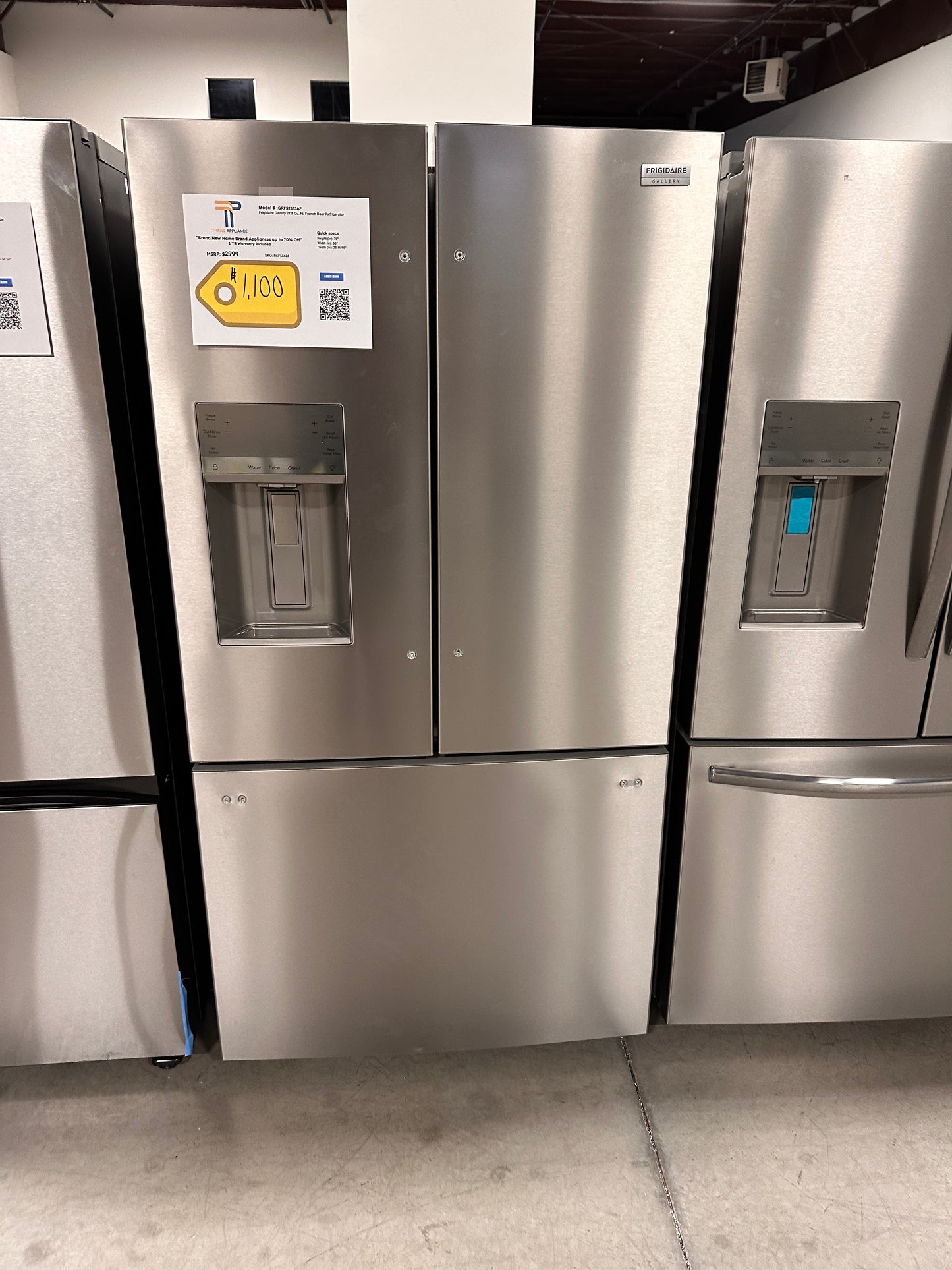 New Frigidaire Gallery 27.8 Cu Ft French Door Refrigerator Model: GRFS2853AF REF13626
