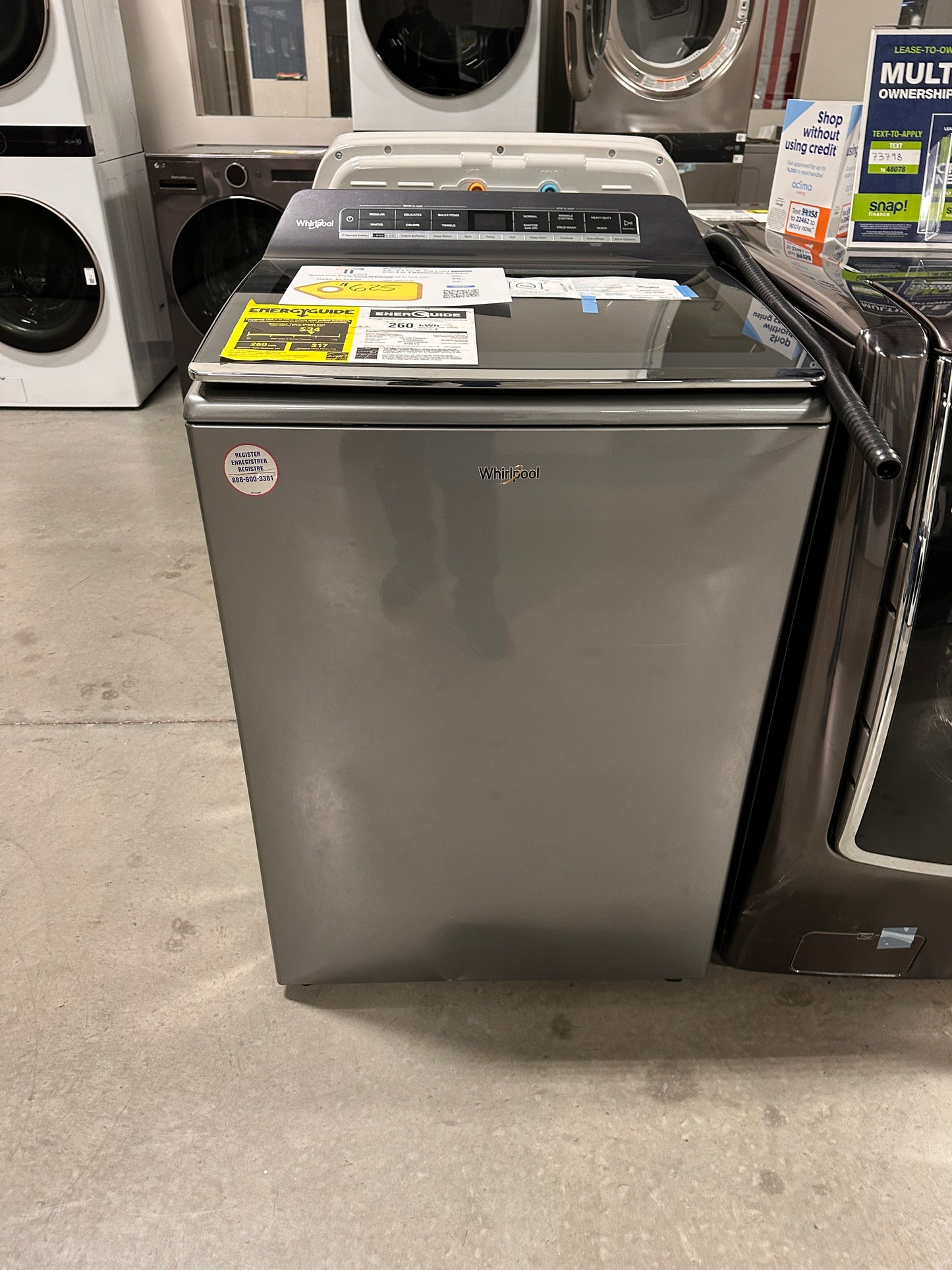 Whirlpool 5.2 5.3 Cu. Ft. Top Load Washer with 2 in 1 Removable Agitator Model: WTW8127LC WAS13698