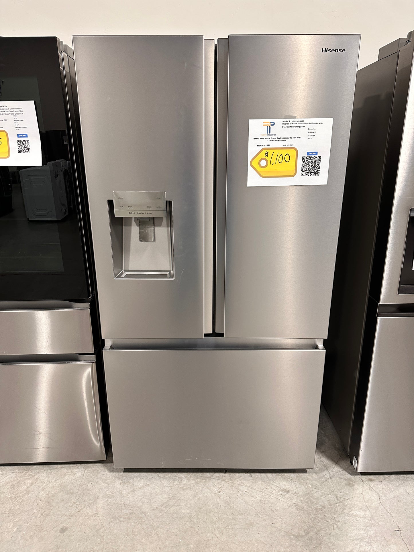 Hisense 25.4-cu ft French Door Refrigerator with Dual Ice Maker in Stainless Steel MODEL: HRF254N6DSE REF13690