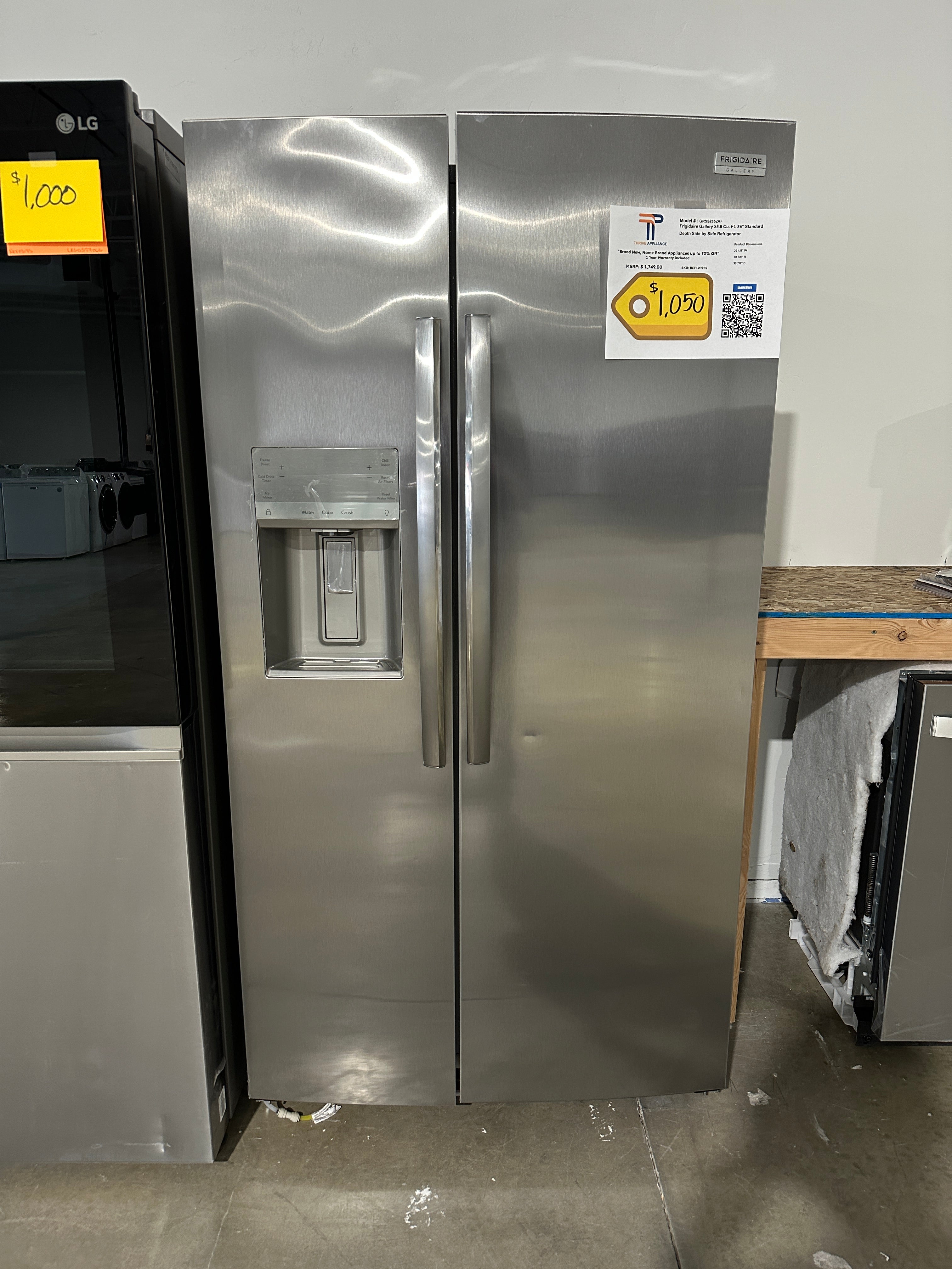 FRIGIDAIRE GALLERY 25.6 CU FT REFRIGERATOR - REF12095S GRSS2652AF ...