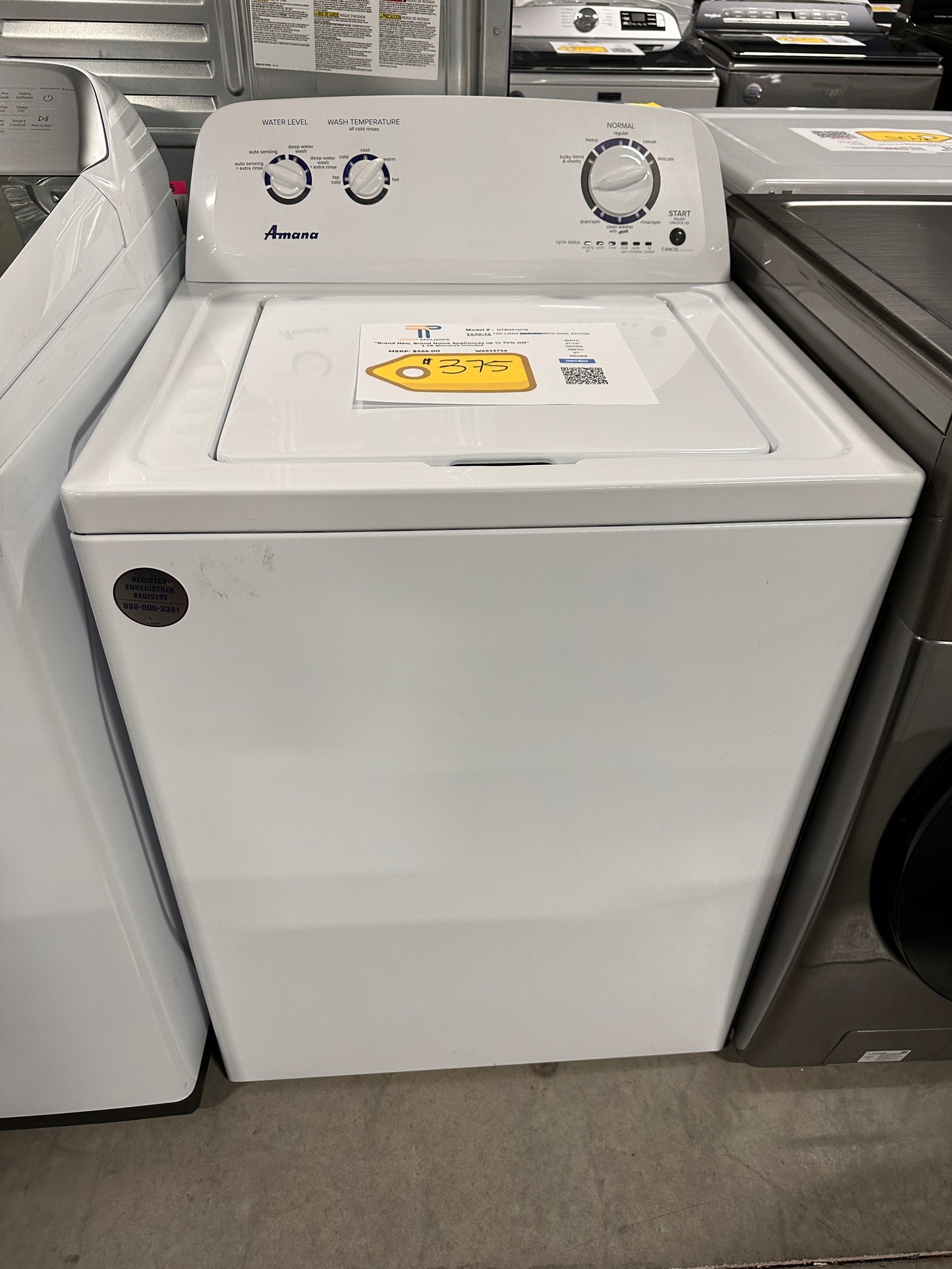 NEW! Amana 3.5 Cu. Ft. Top-Load Washer with Dual Action Agitator MODEL: NTW4516FW WAS13734