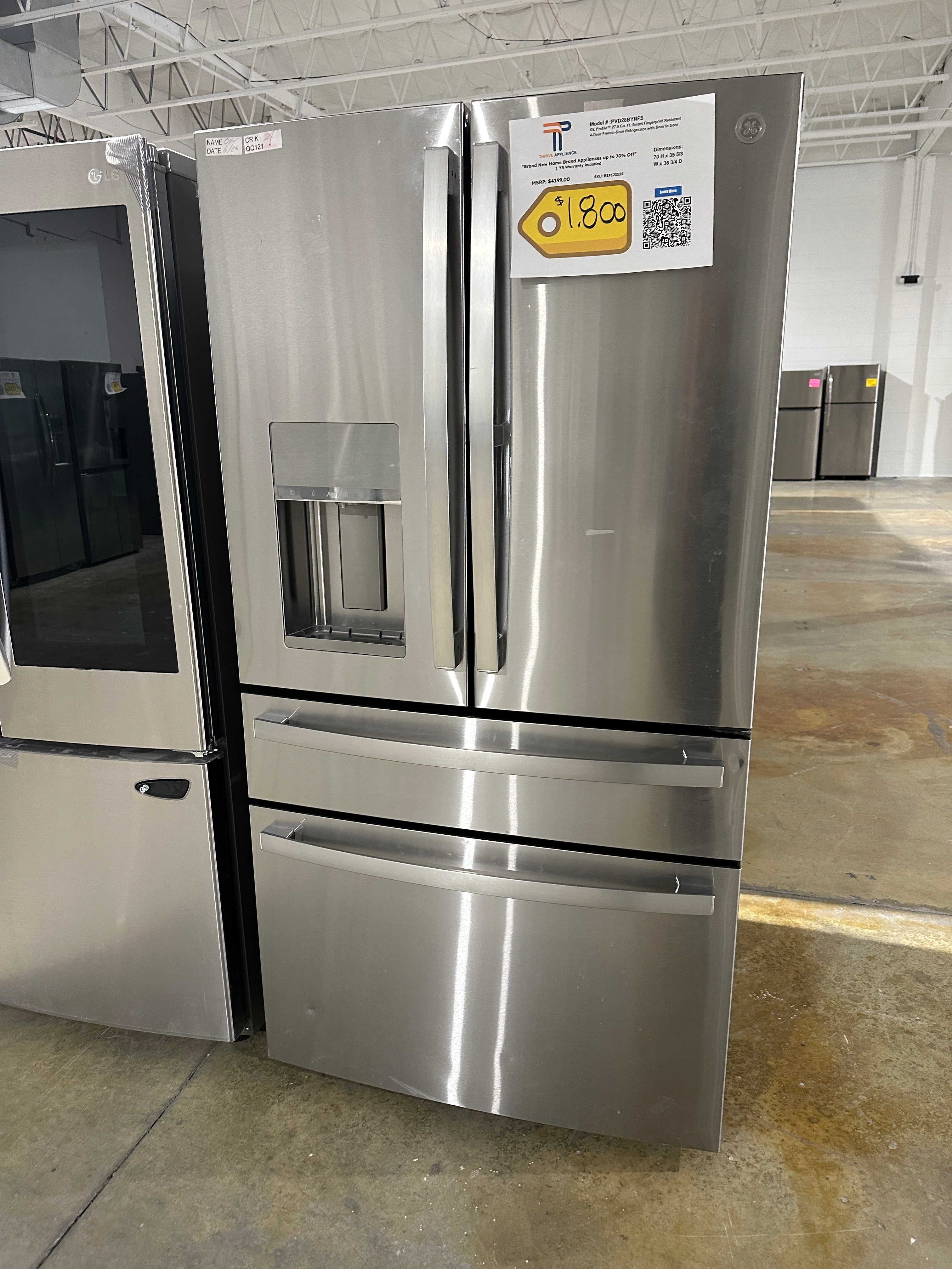 GREAT NEW GE PROFILE FRENCH DOOR REFRIGERATOR - REF12353S PVD28BYNFS ...