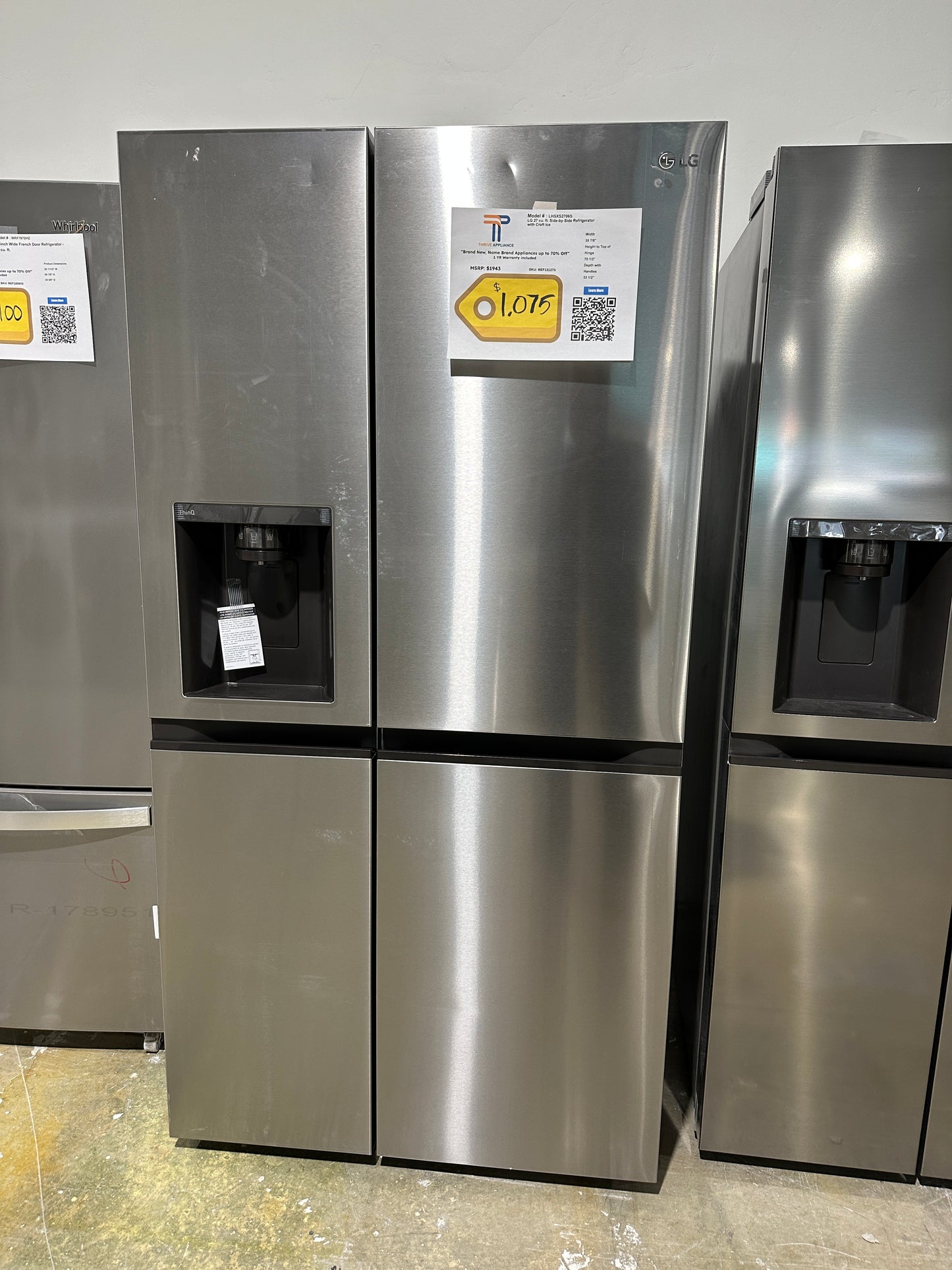 LG - 27.2 Cu. Ft. Side-by-Side Refrigerator with SpacePlus Ice - Model:LRSXS2706S  REF12127S
