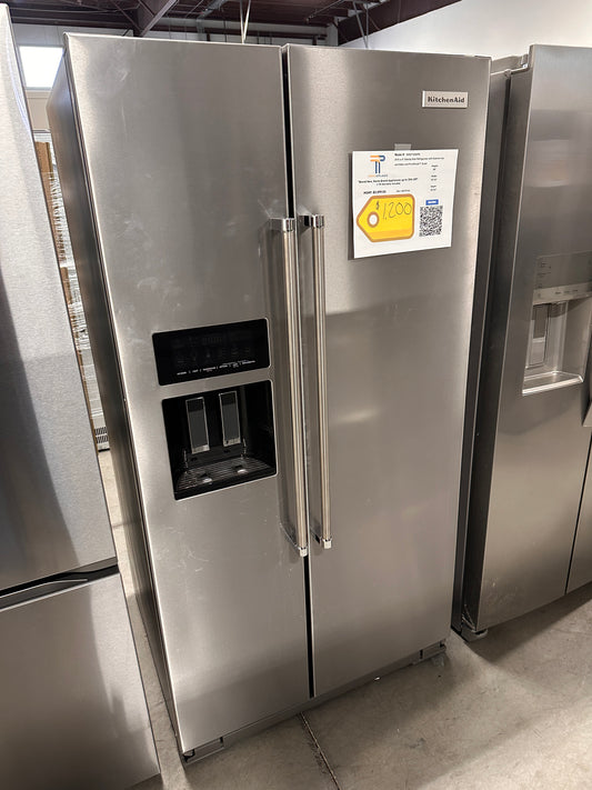 GREAT NEW FRIDGE! KitchenAid - 24.8 Cu. Ft. Side-by-Side Refrigerator - MODEL: KRSF705HPS  REF13763