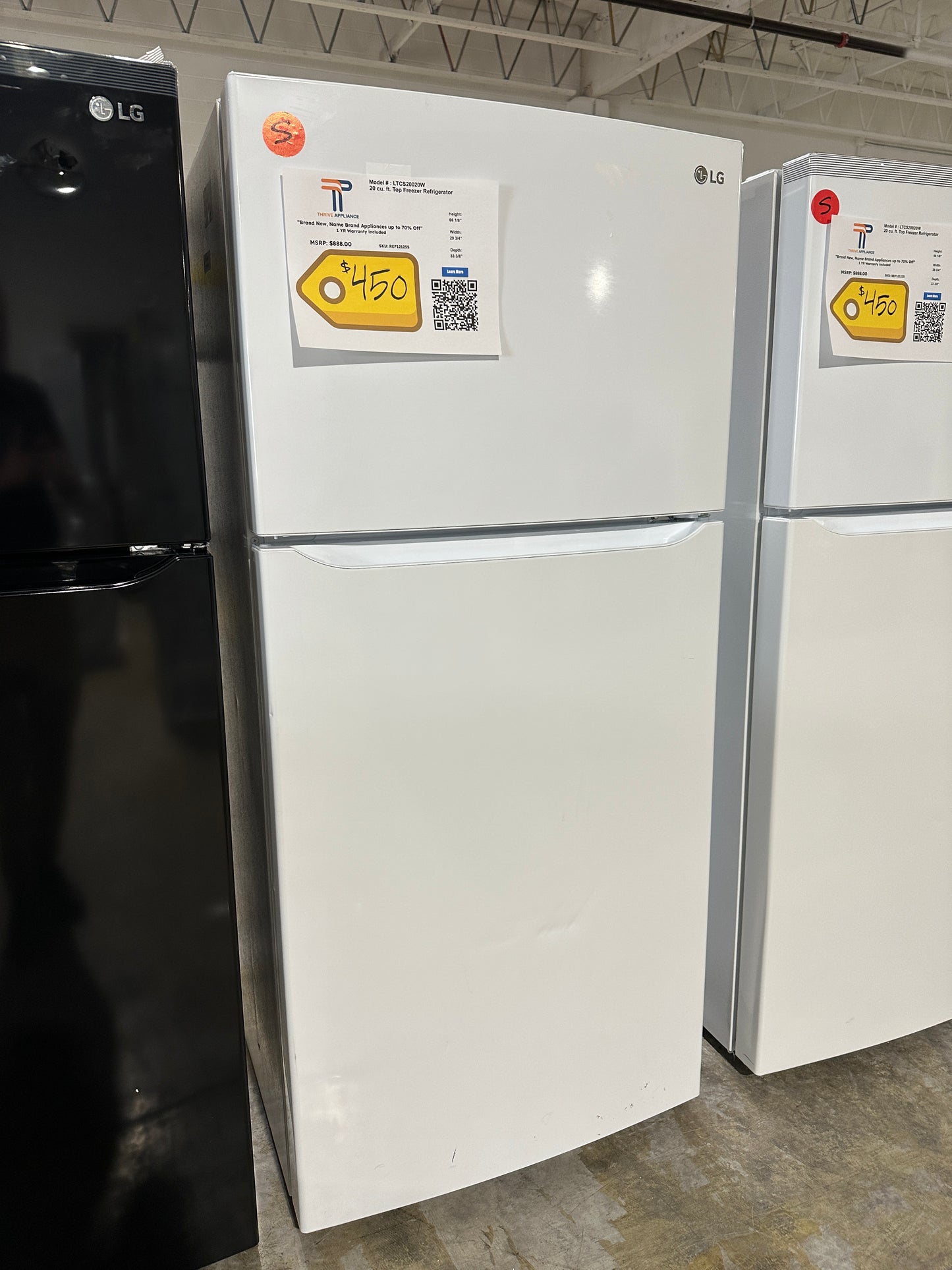 GREAT LG - 20.2 Cu. Ft. Top-Freezer Refrigerator - White  Model:LTCS20020W  REF12125S