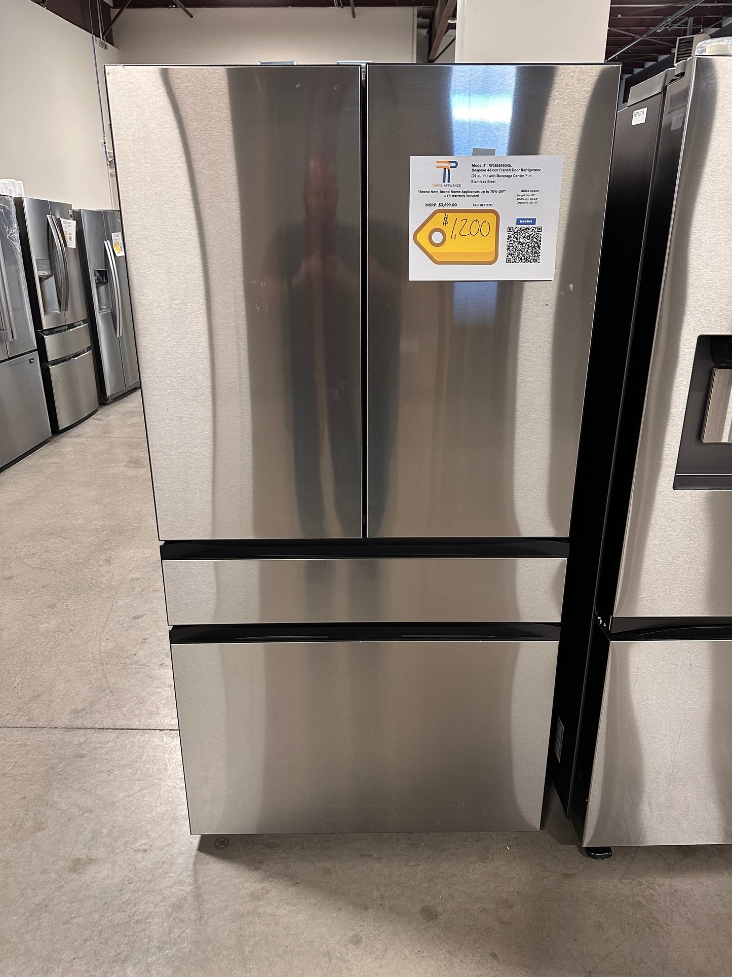 GREAT NEW SAMSUNG BESPOKE 4-DOOR FRENCH REFRIGERATOR MODEL: RF29BB8600QL  REF13721
