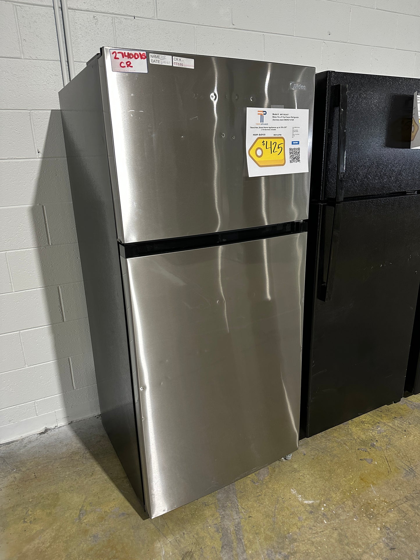 Midea 18-cu ft Top-Freezer Refrigerator Model MRT18S2AST  REF11278S