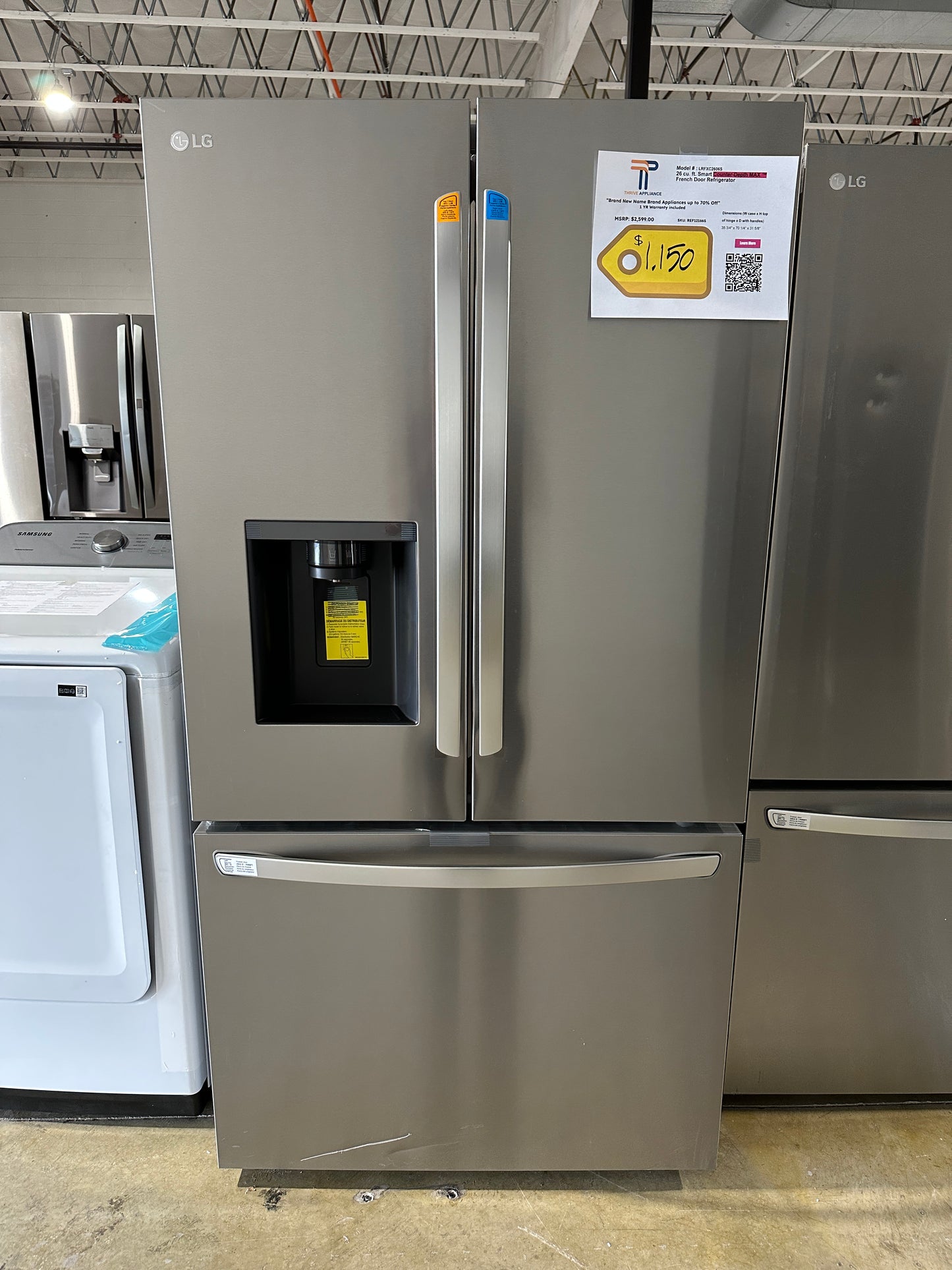 GREAT LG COUNTER DEPTH REFRIGERATOR with DUAL ICE Model:LRFXC2606S  REF12166S