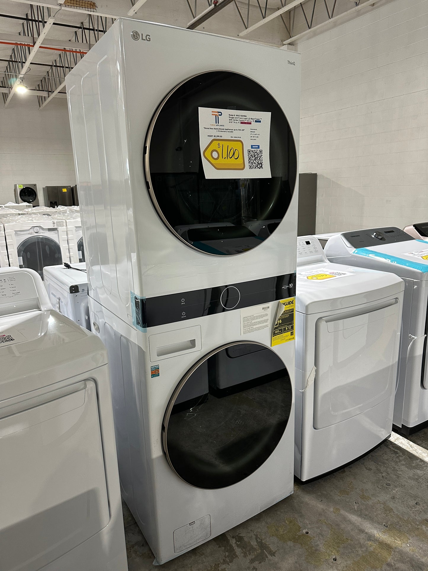 NEW LG SMART FRONT LOAD WASHER ELECTRIC DRYER TOWER Model:WKE100HWA  WAS11911S