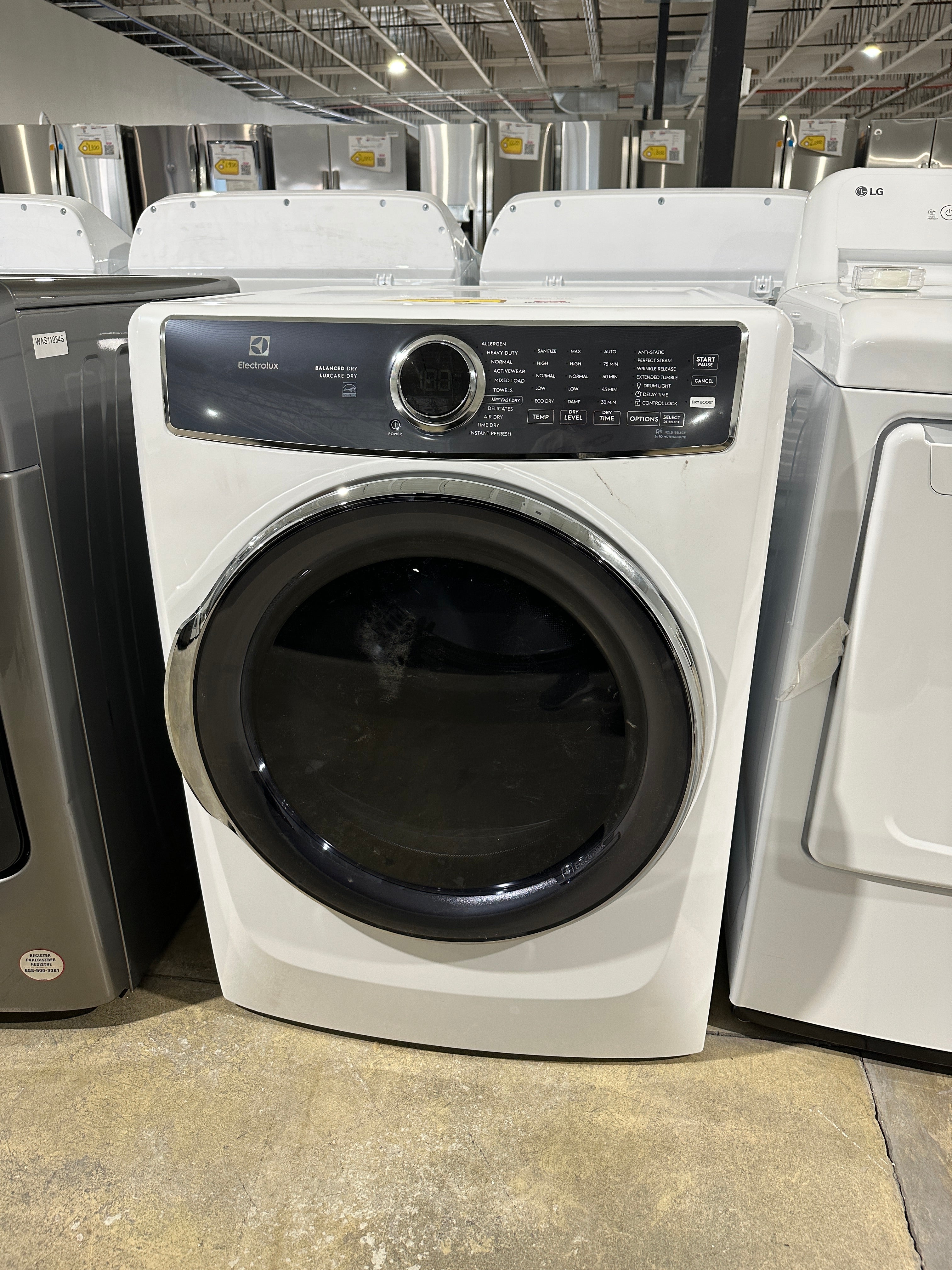 NEW STACKABLE ELECTRIC DRYER with LUXCARE DRY SYSTEM Model:ELFE7537AW ...