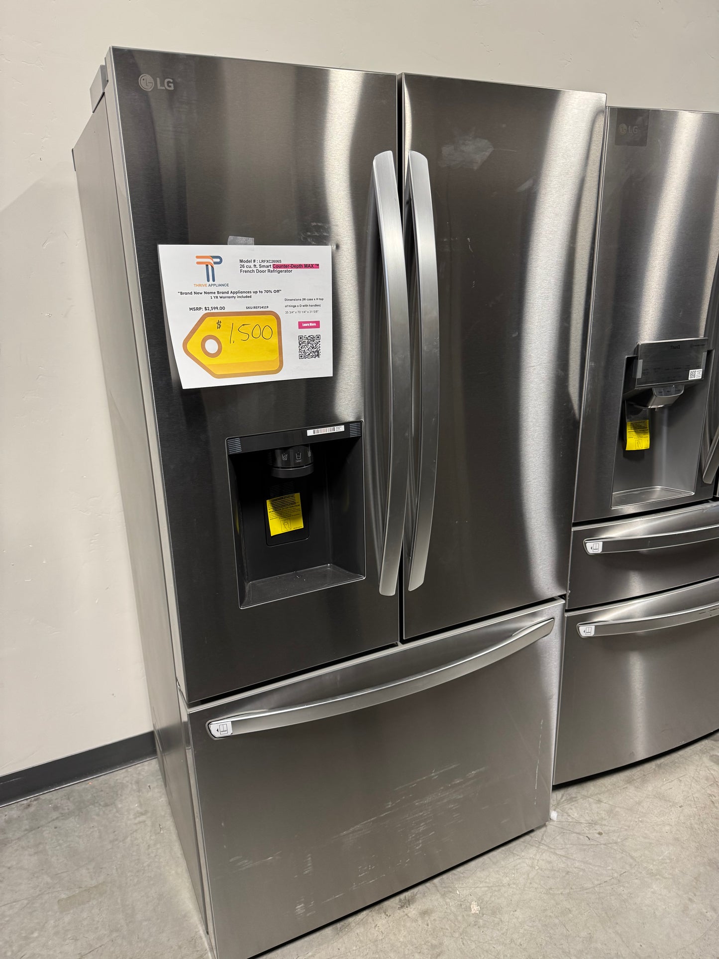 LG 26 cu. ft. Smart Counter-Depth MAX™ Refrigerator with Dual Ice Makers MODEL: LRFXC2606S SKU: REF14119