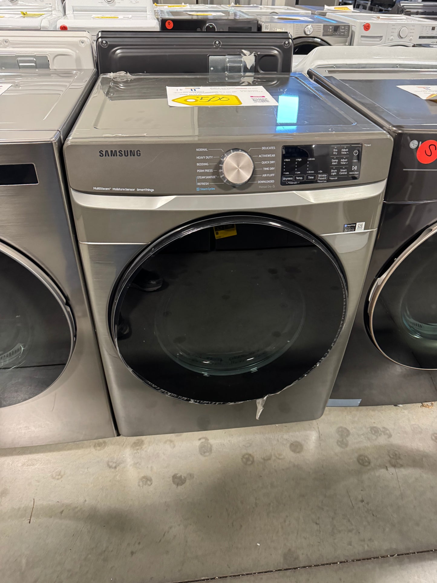 Samsung 7.5 cu. ft. Vented Smart Stackable Electric Dryer in Platinum with Steam Sanitize+ MODEL: DVE45B6300P SKU: DRY10389R