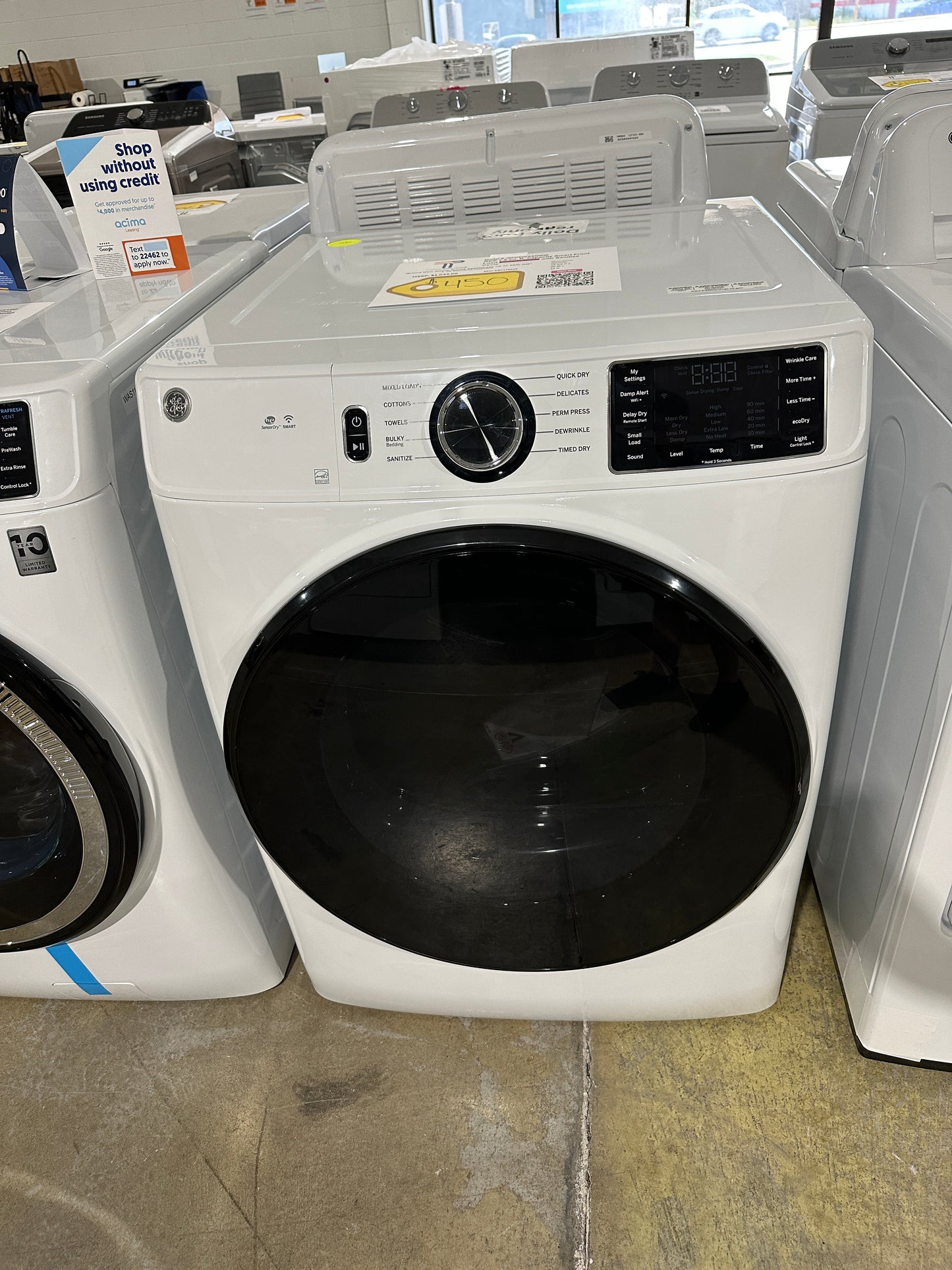 GE - 7.8 Cu. Ft. 10-Cycle Electric Dryer - White on White  Model:GFD55ESSNWW  DRY11834S